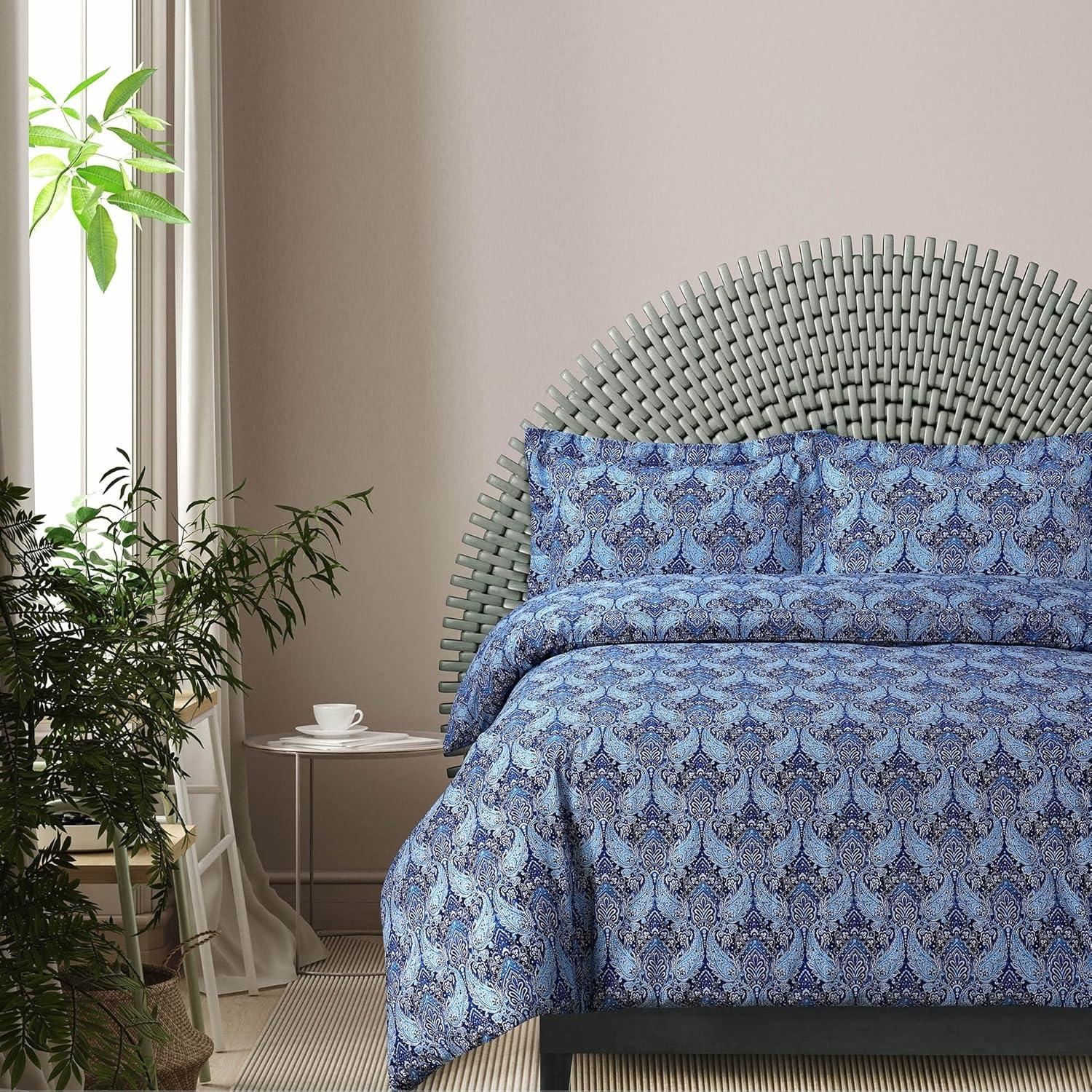 Sofi Paisley Printed Flannel Oversized Duvet Cover Set - Azores Home