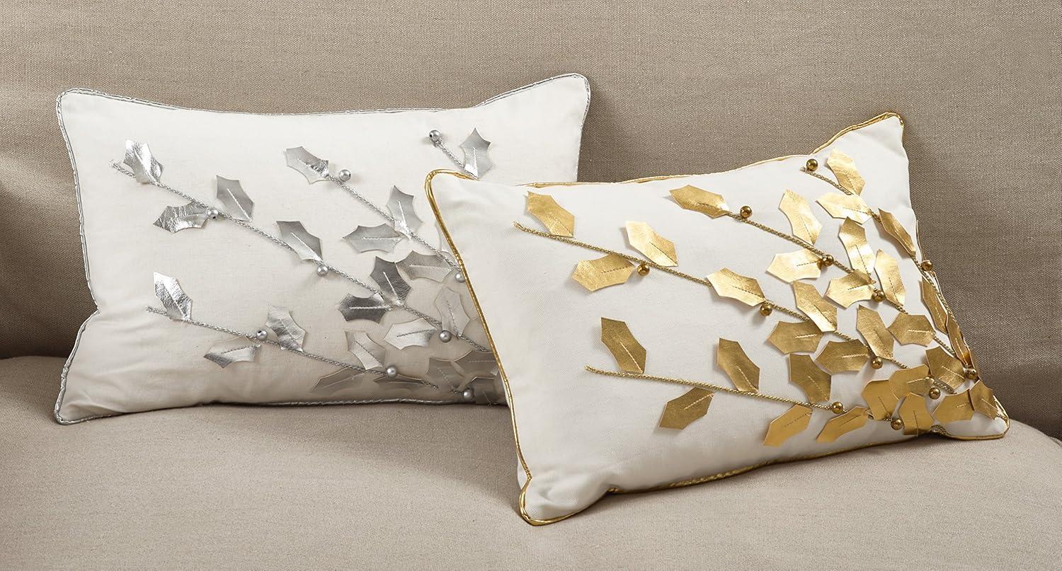 Saro Poinsettia Pillow Collection Floral Cotton Throw Pillow