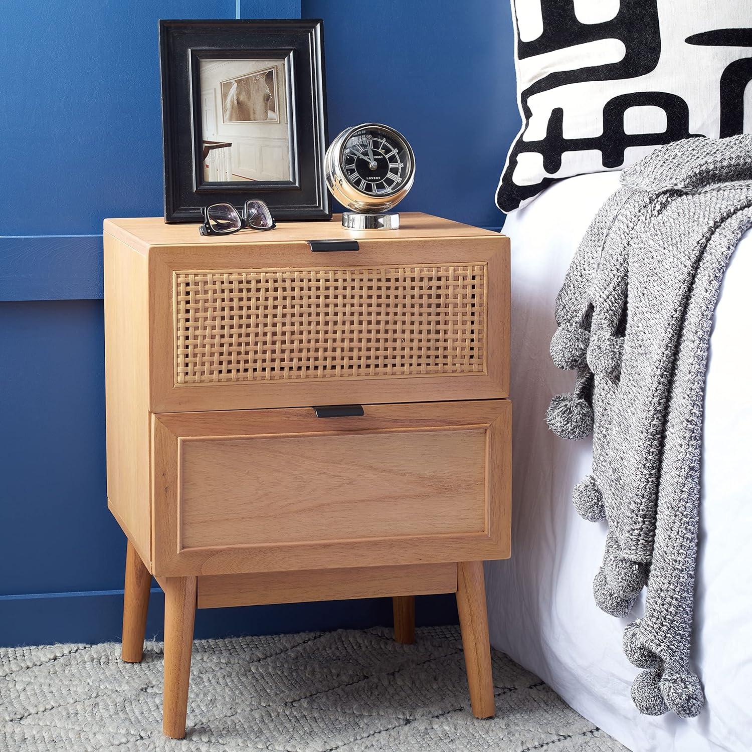 Baisley 2 Drawer Rattan Nightstand - Safavieh