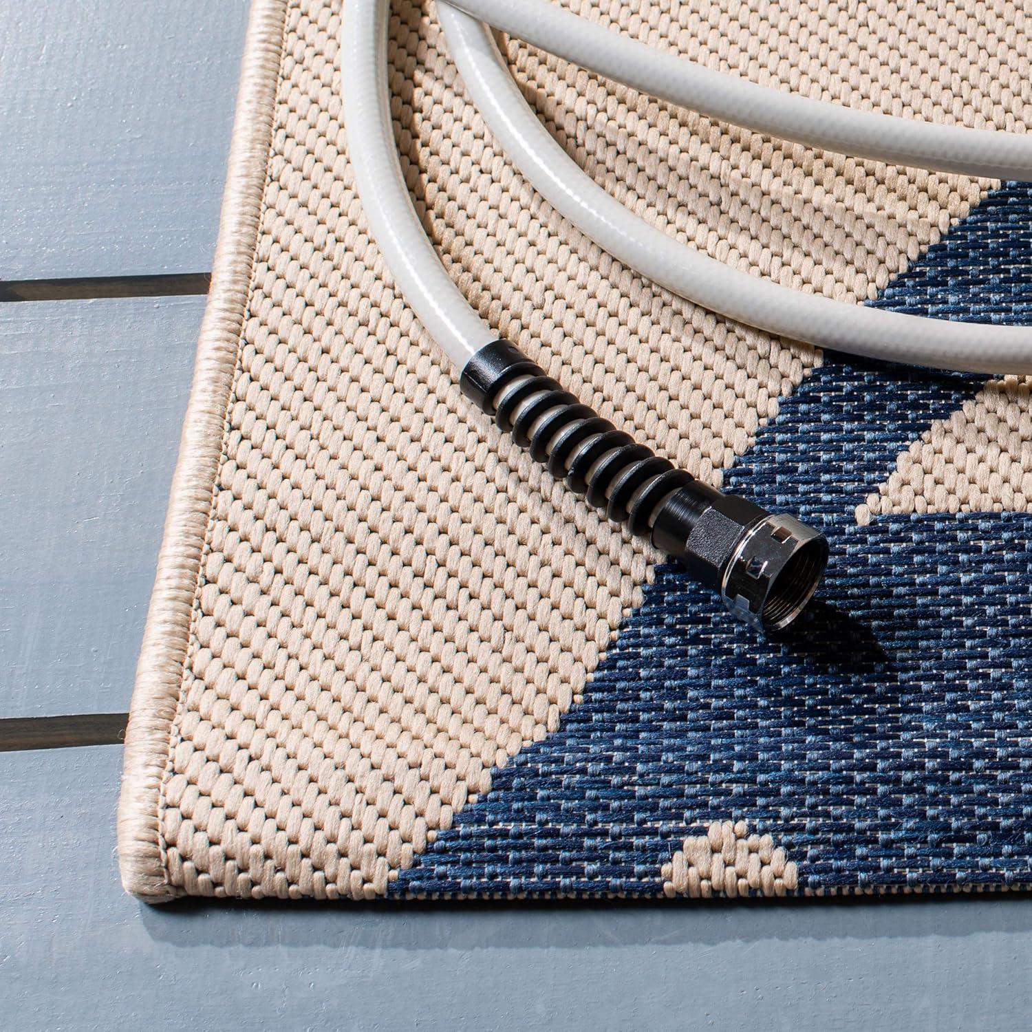 Courtyard CY7321 Power Loomed Indoor and Outdoor Runner Rug - Beige/Blue - 2'3"x8' - Safavieh