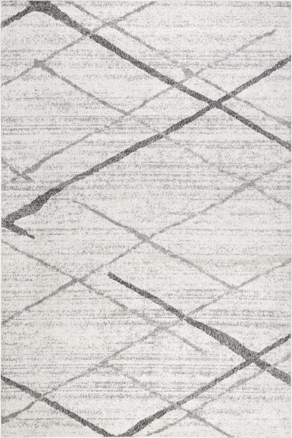 Nuloom 5x8 Thigpen Contemporary Indoor Area Rug, Grey, Abstract Lines, Non-Slip Backing, Stain Resistant, Bedroom Living Room, Kitchen