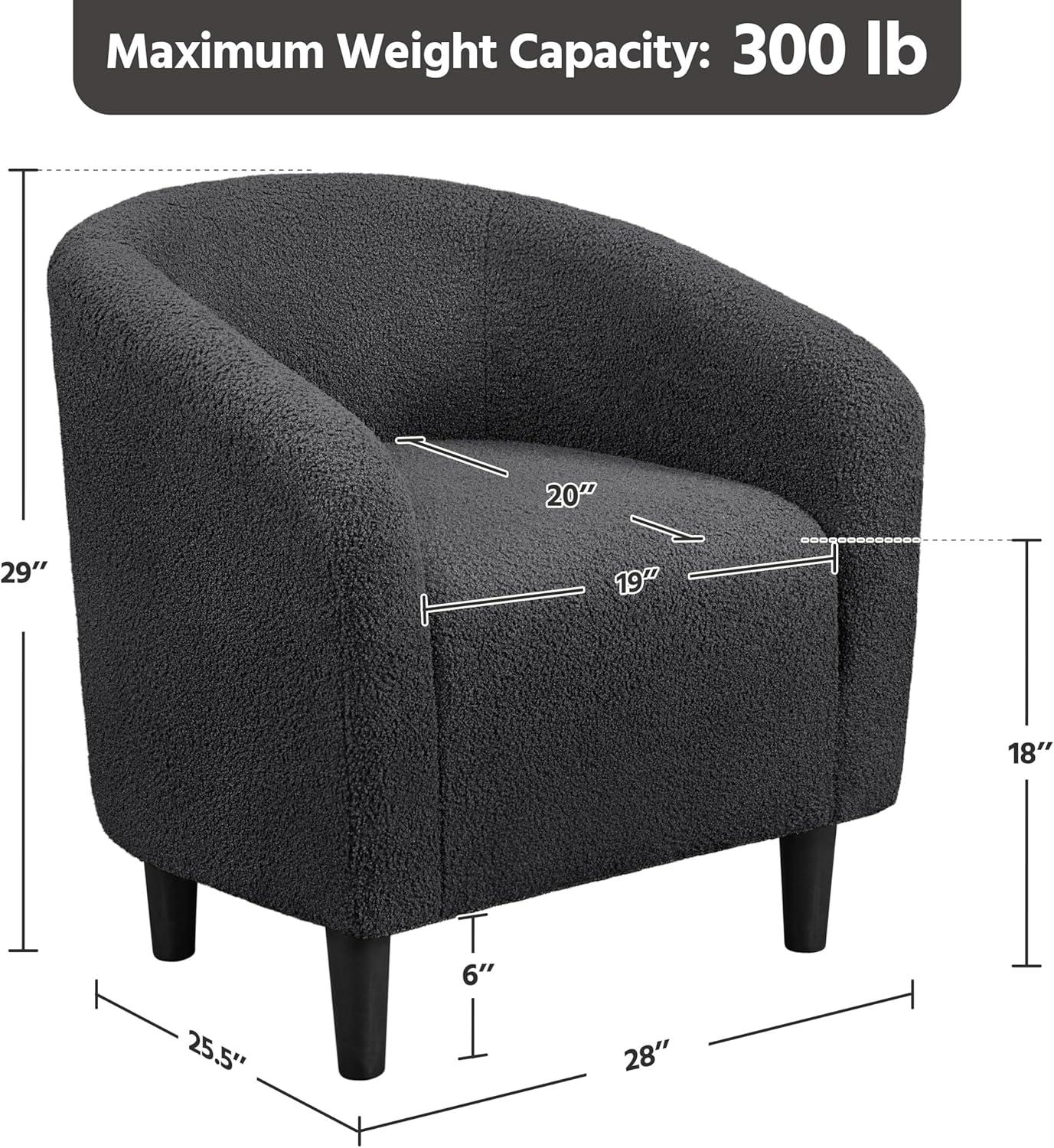 Yaheetech Upholstered Armchair Accent Barrel Chair, Dark Gray