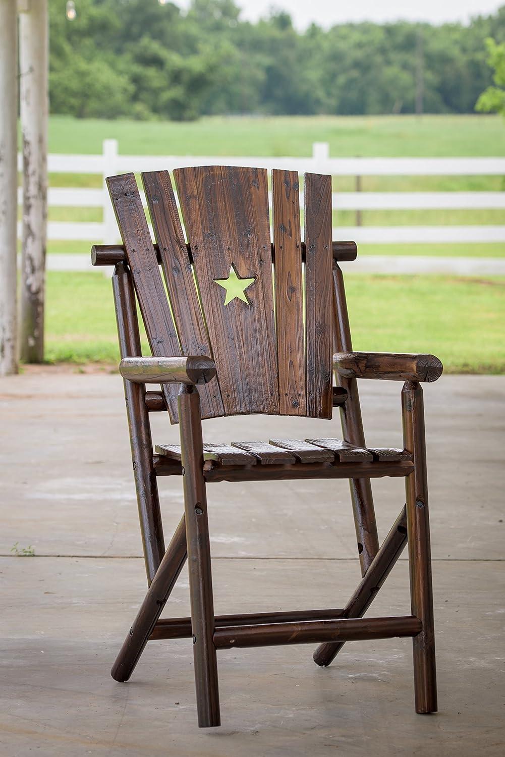 Leigh Country Char-log Outdoor Bar Height Arm Chair W/Star Brown