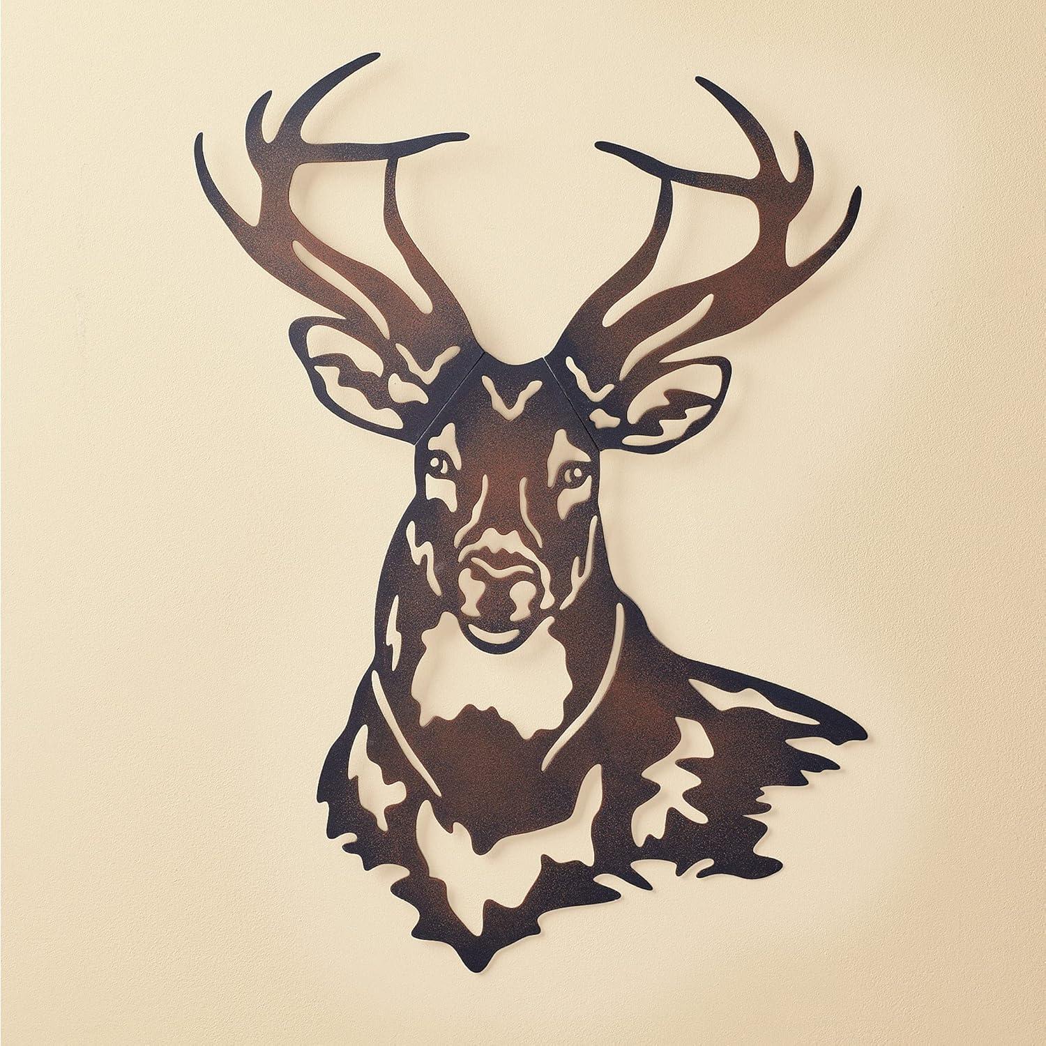 Collections Etc Deer Metal Wall Art Sculpture with Rustic Finish