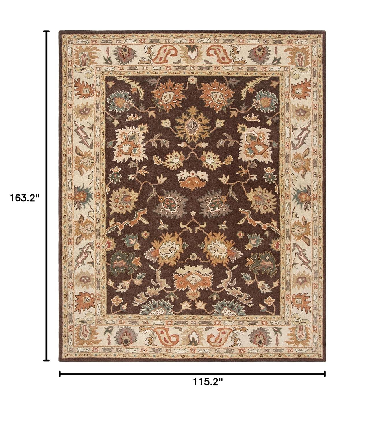 SAFAVIEH Bergama Bradford Traditional Wool Area Rug, Brown/Ivory, 9'6" x 13'6"