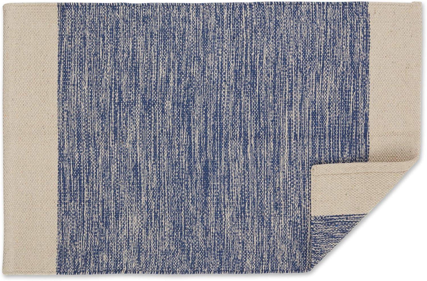 DII French Blue Variegated Border Hand-Loomed Cotton Rug 2x3 Ft