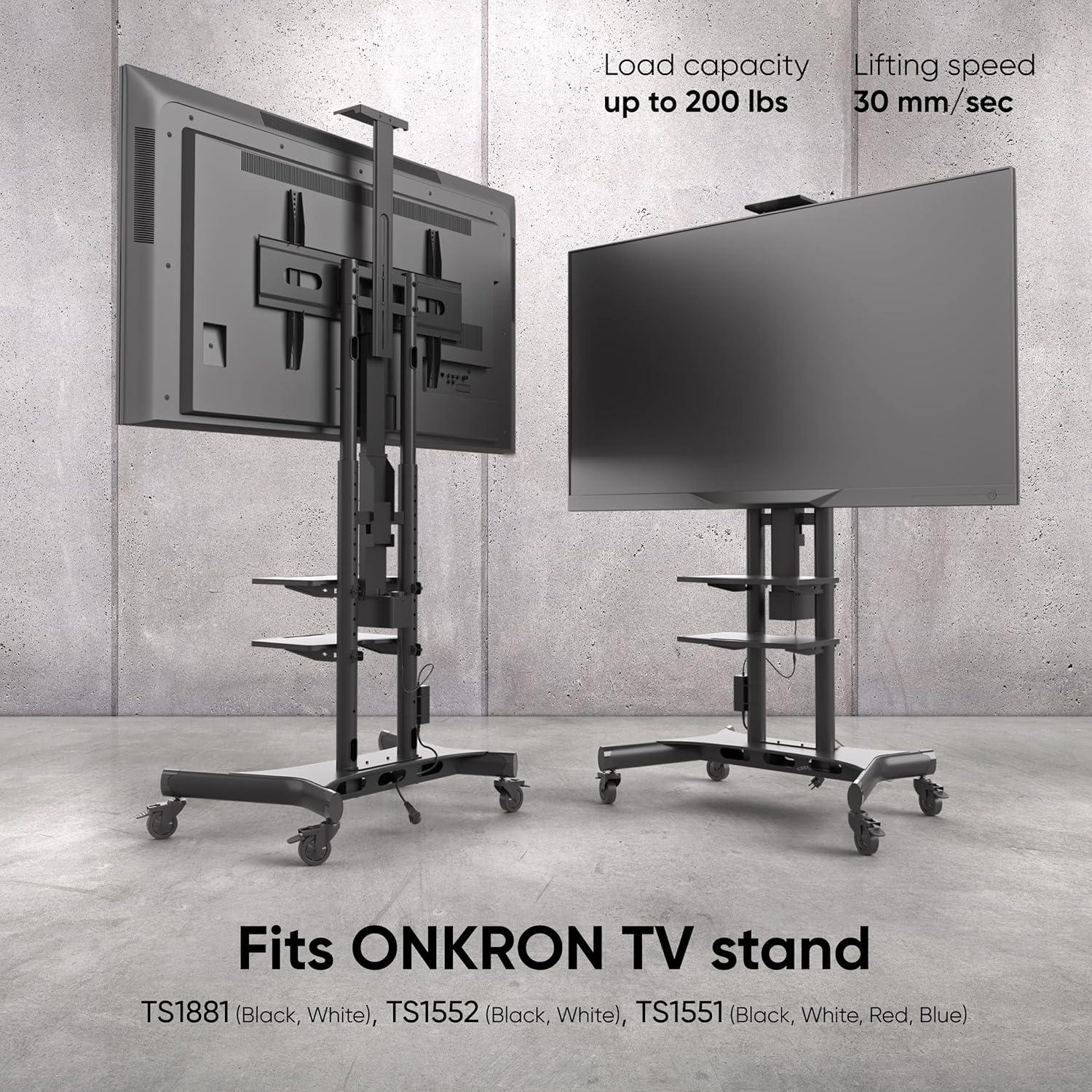 Black Motorized TV Lift with Remote Control for Mobile TV Stand