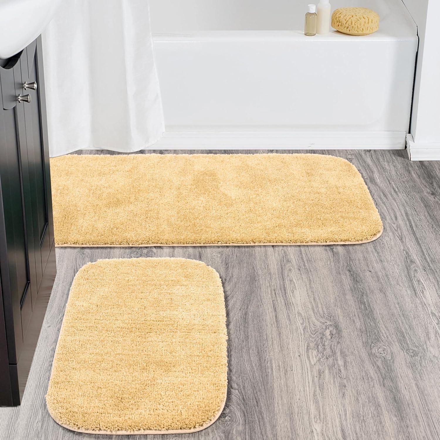 2pc Traditional Nylon Washable Bathroom Rug Set Linen - Garland Rug: Machine Made, Tufted, Latex Backing
