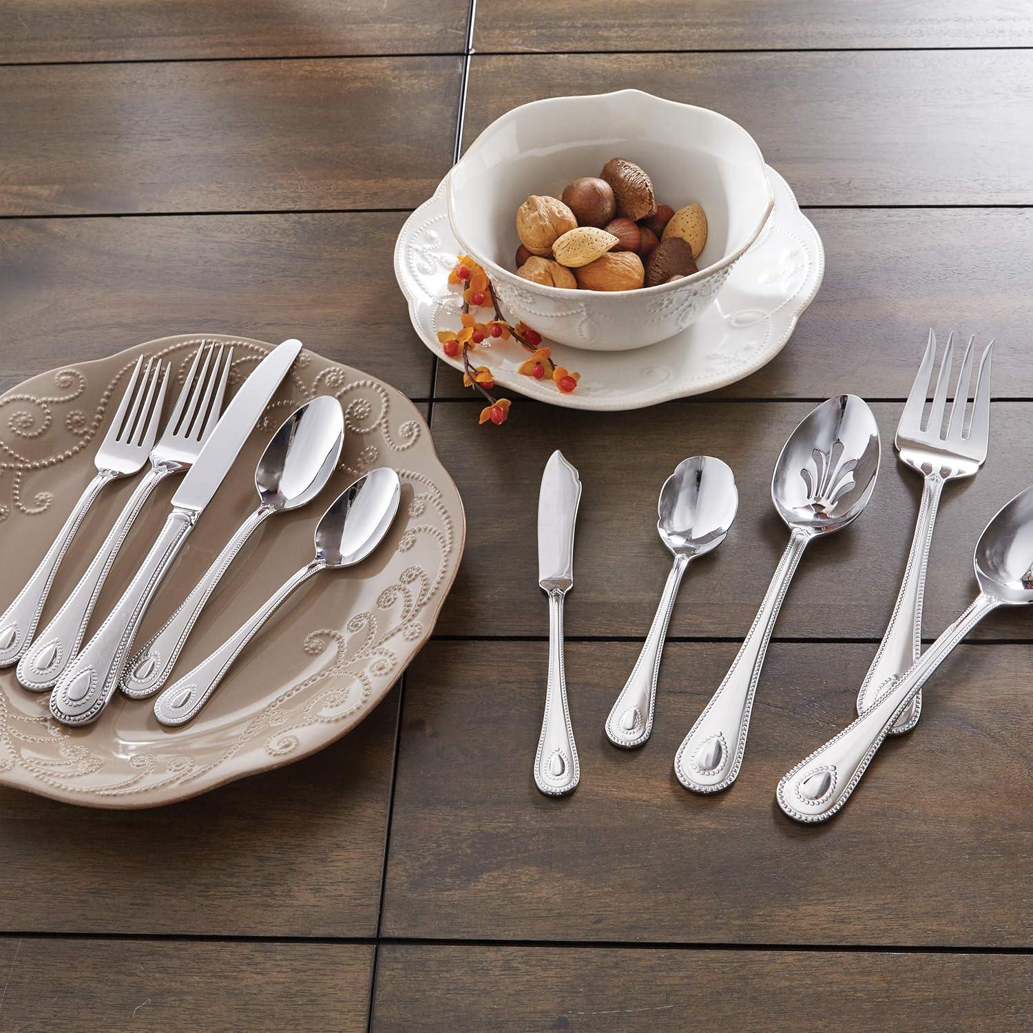 Lenox 65-Piece French Perle Flatware Set, Silver - 829739