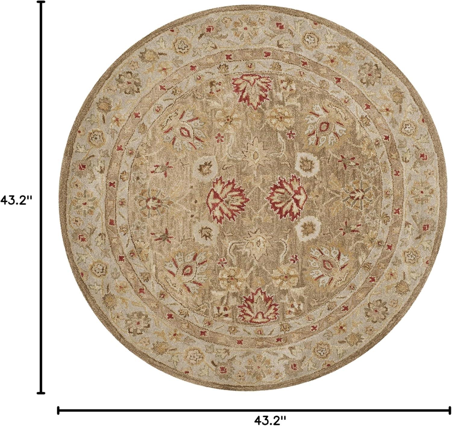 Antiquity AT822 Hand Tufted Accent Rug - Grey Blue/Beige - 3'6" Round - Safavieh.
