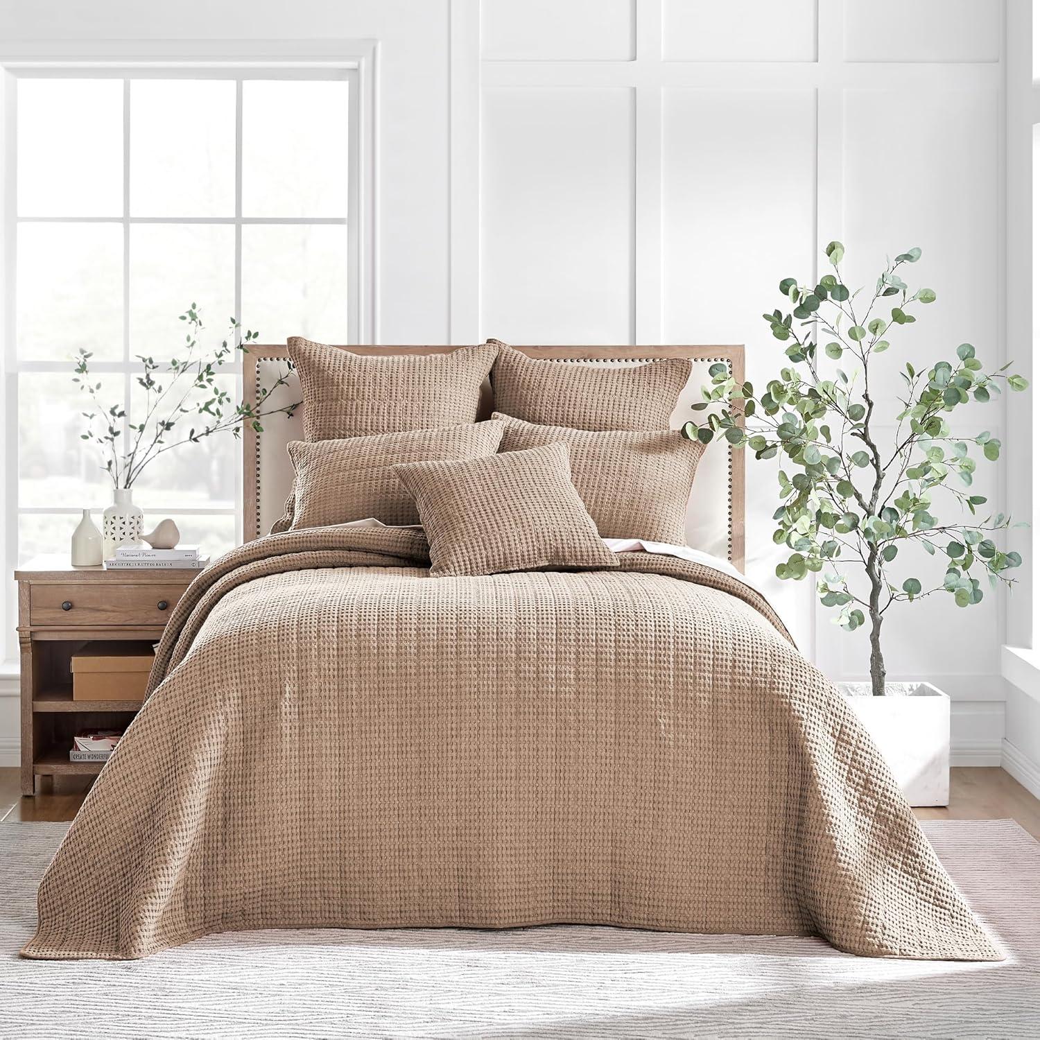 Mills Waffle Blush Bedspread Set - King Bedspread and Two King Pillow Shams - Levtex Home