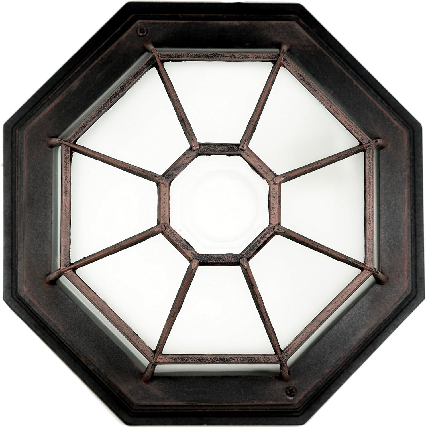Trans Globe Lighting 40582 Wagon Wheel 1 Light Outdoor Flush Mount Ceiling Fixture - Rust