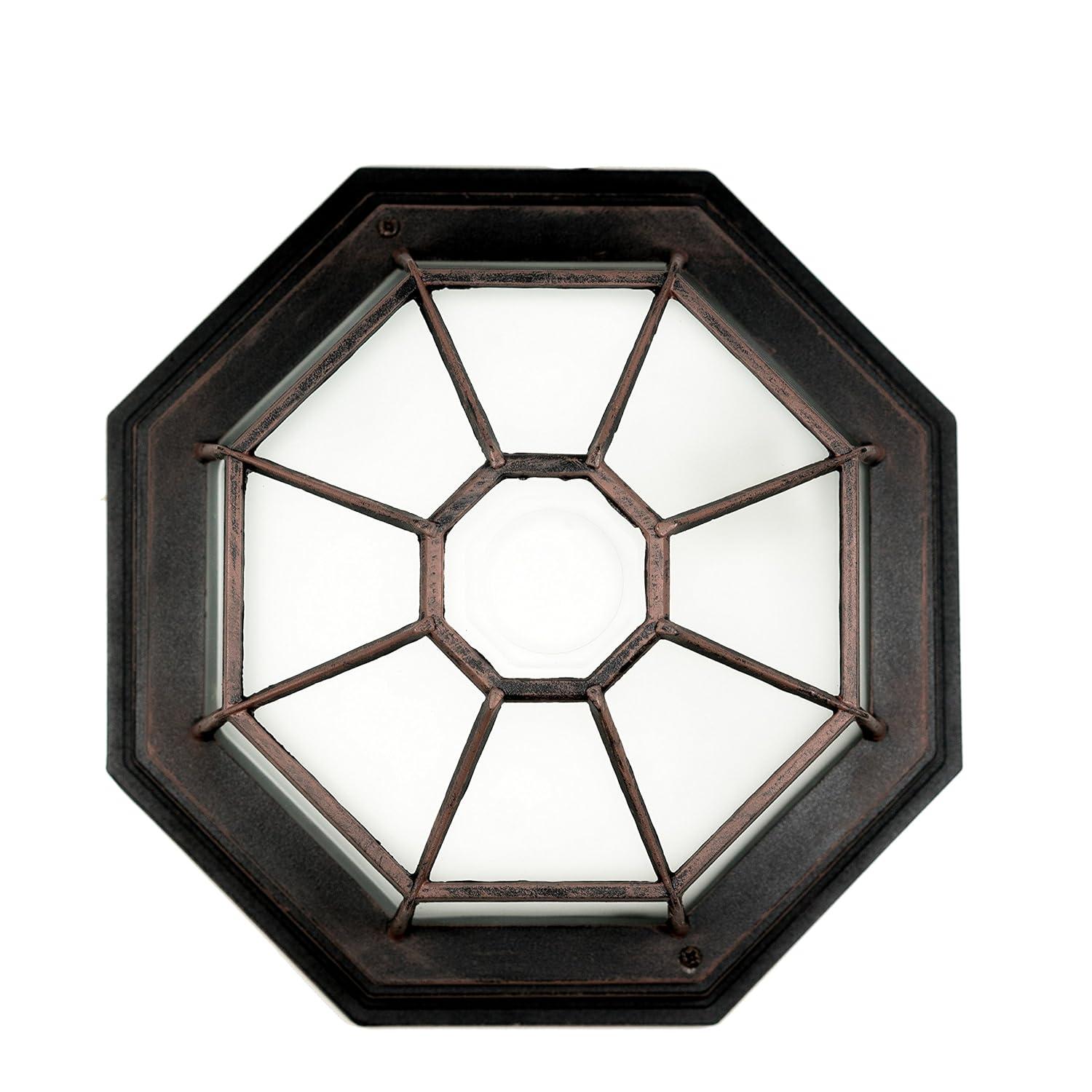 Trans Globe Lighting 40582 Wagon Wheel 1 Light Outdoor Flush Mount Ceiling Fixture - Rust