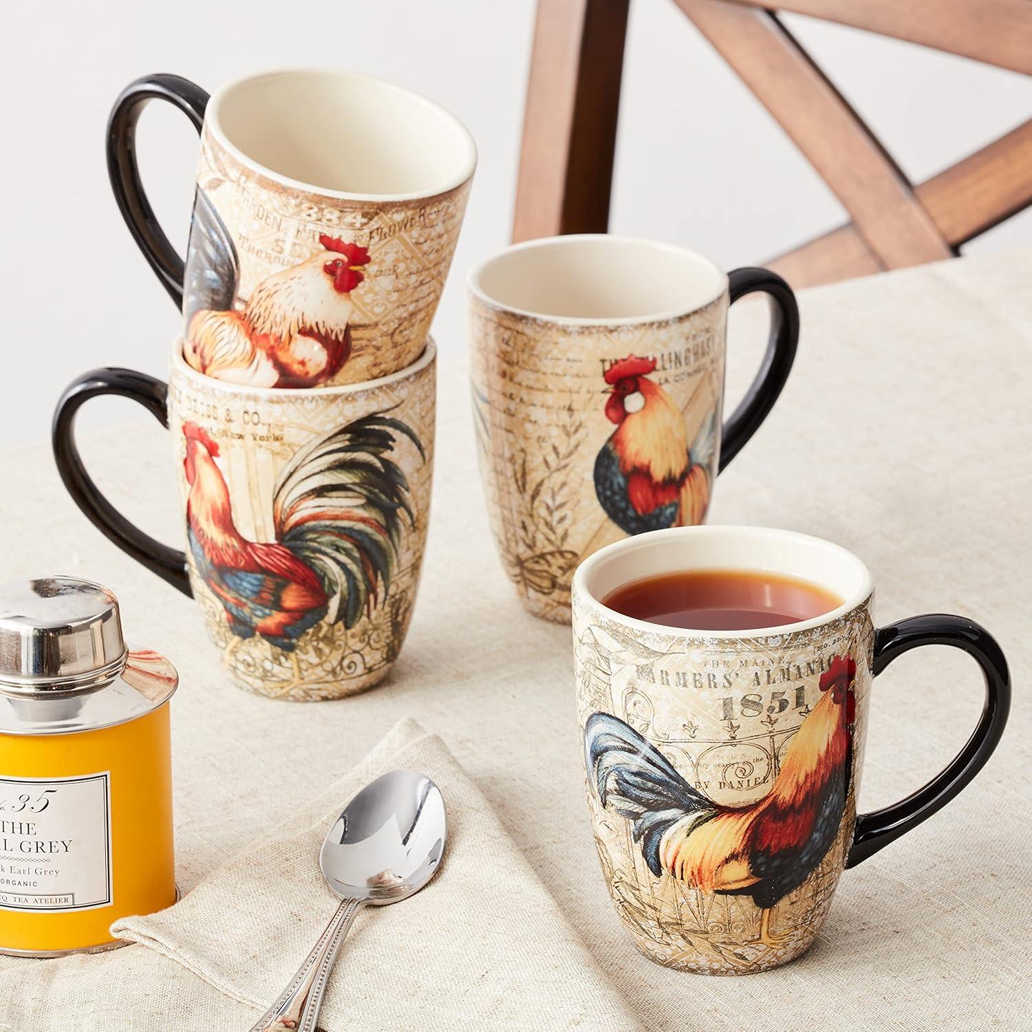 Gilded Rooster Set/4 Mug asst.