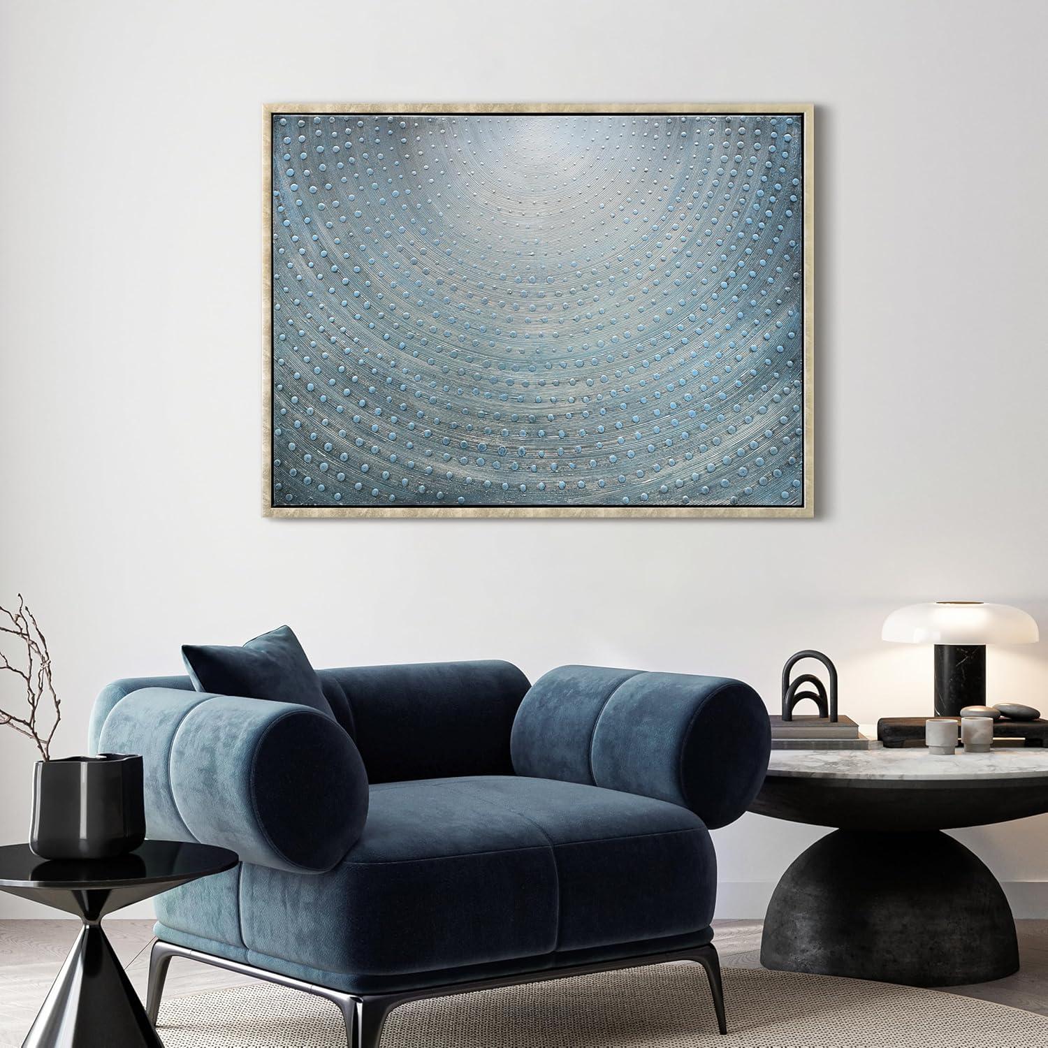 Empire Art Direct Cosmic Swirl Textured Metallic Hand Painted Blue Framed Canvas Wall Art