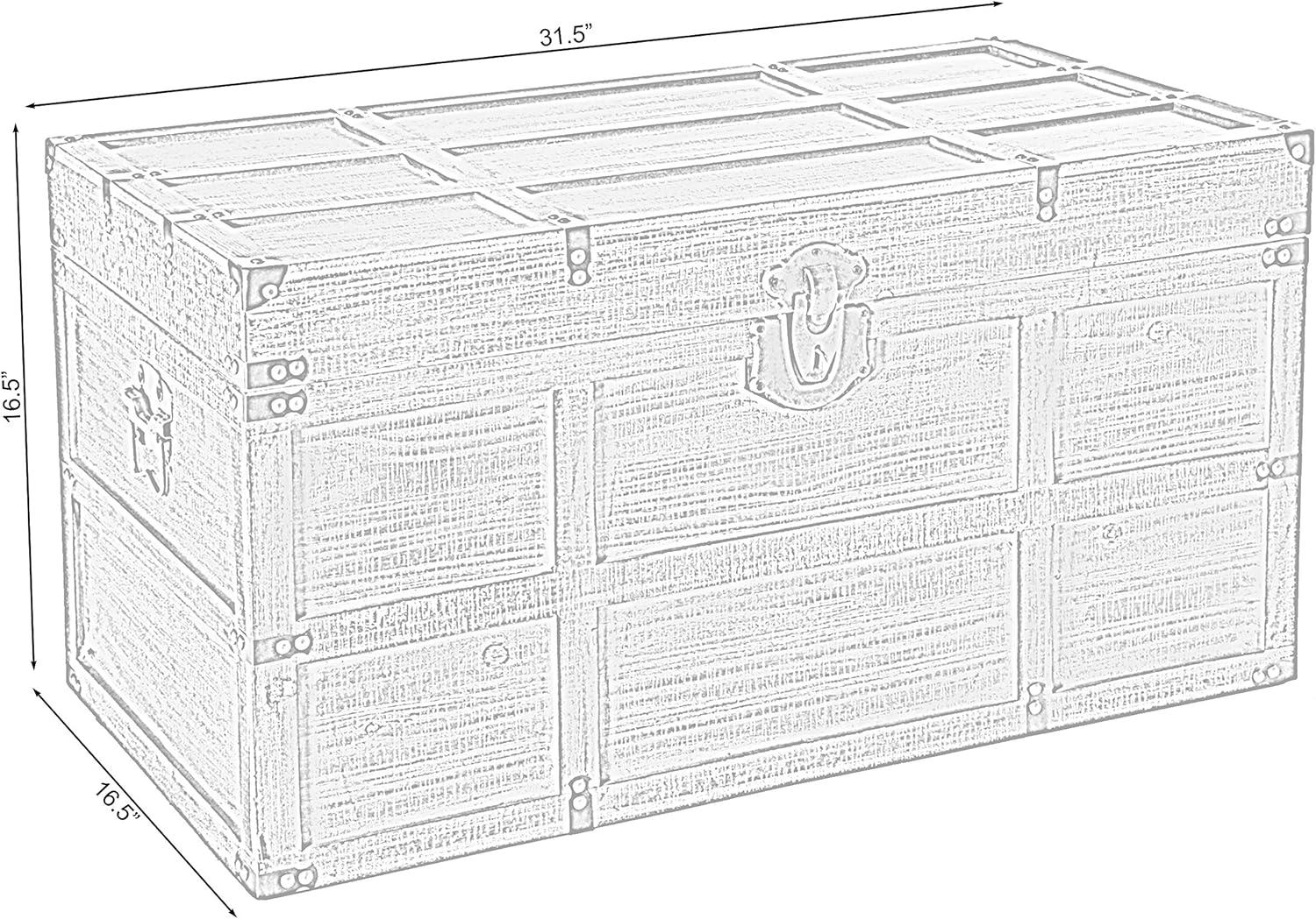 Vintiquewise Wooden Rectangular Lined Rustic Storage Trunk with Latch