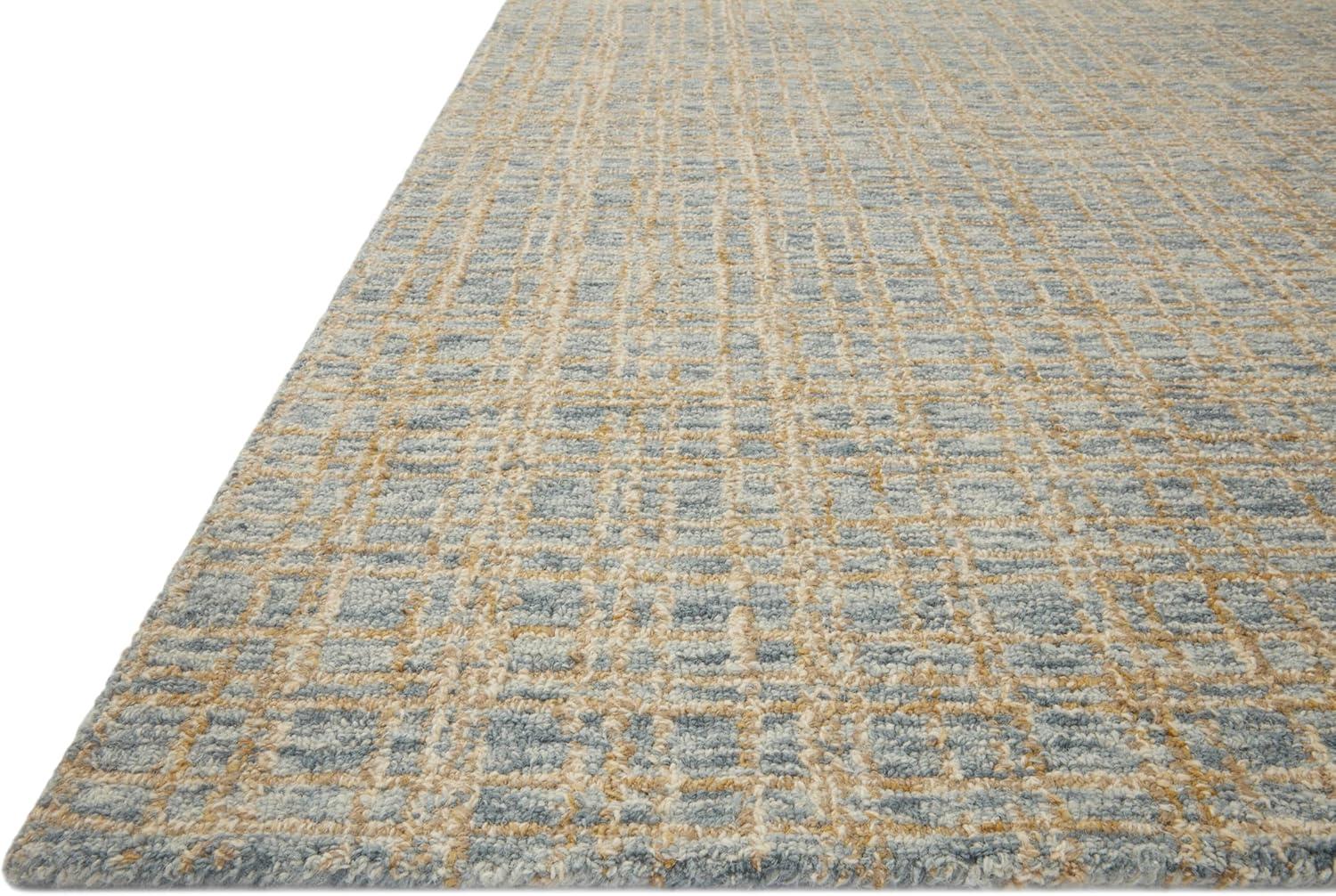Handmade Tufted Blue/Sand Wool Rectangular Area Rug