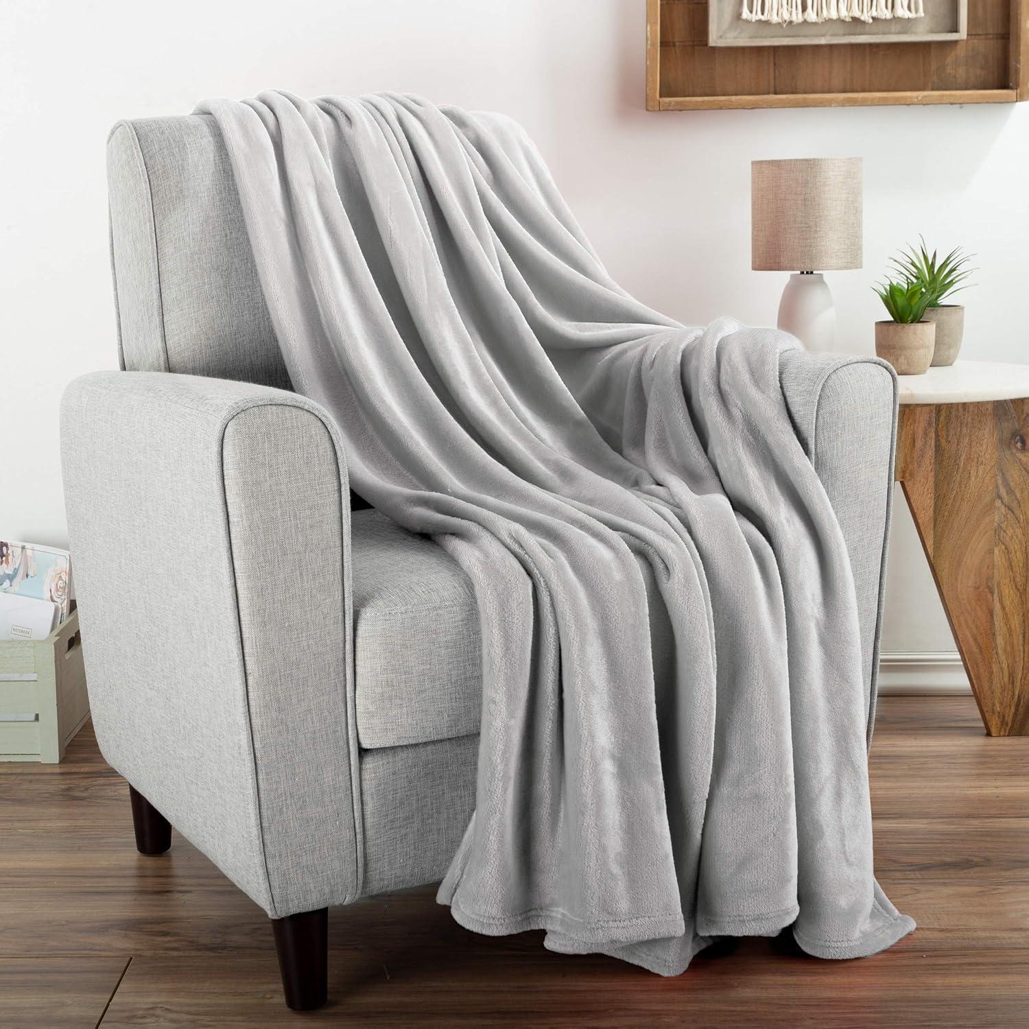 Lavish Home Lightweight Microfiber Throw Blanket for Adult (Dawn Gray)