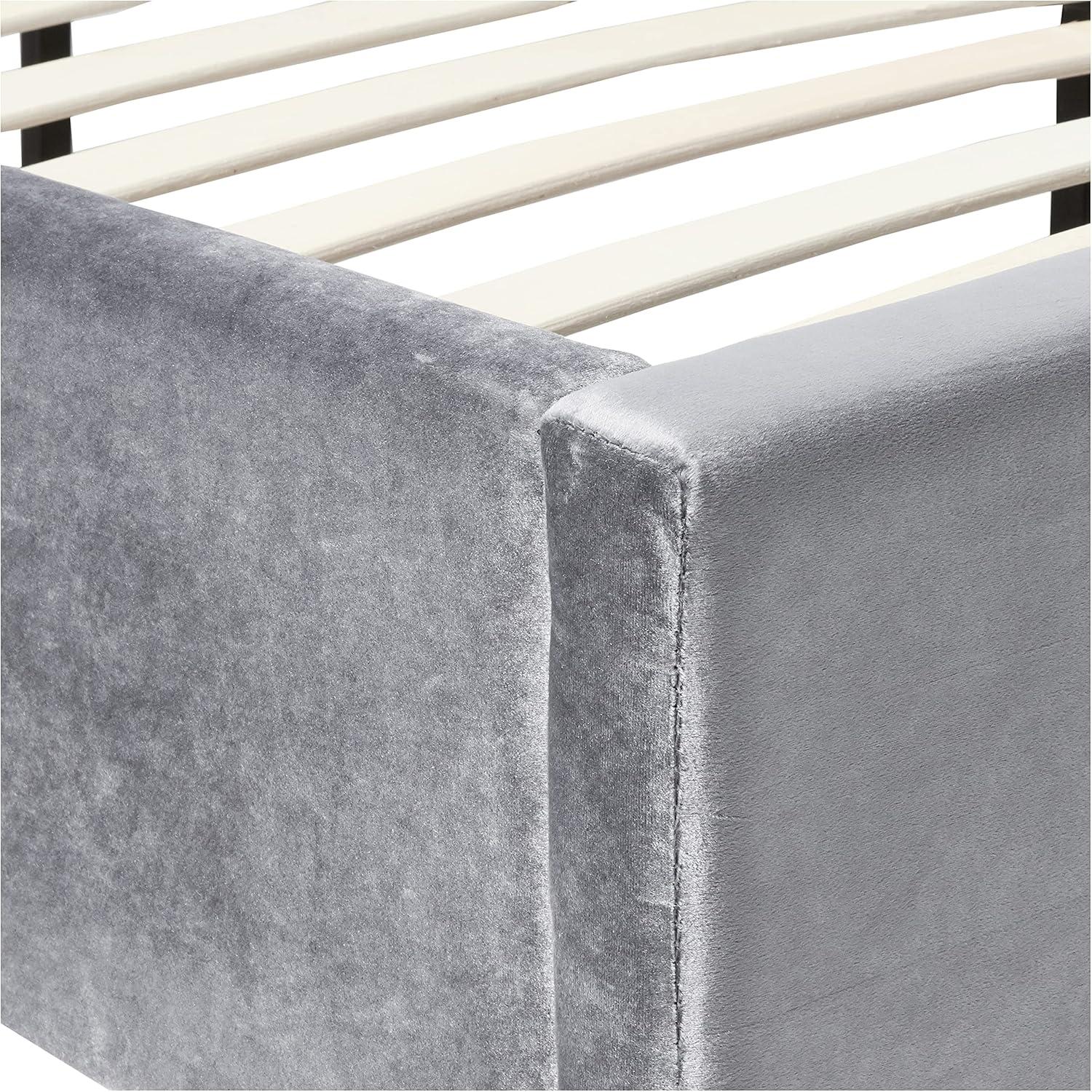 Lexi Grey Velvet Queen Bed - Contemporary