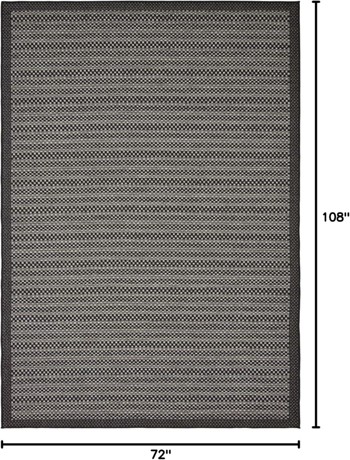 Unique Loom 6' 0 x 9' 0 Gray Outdoor Border Checkered Area Rug