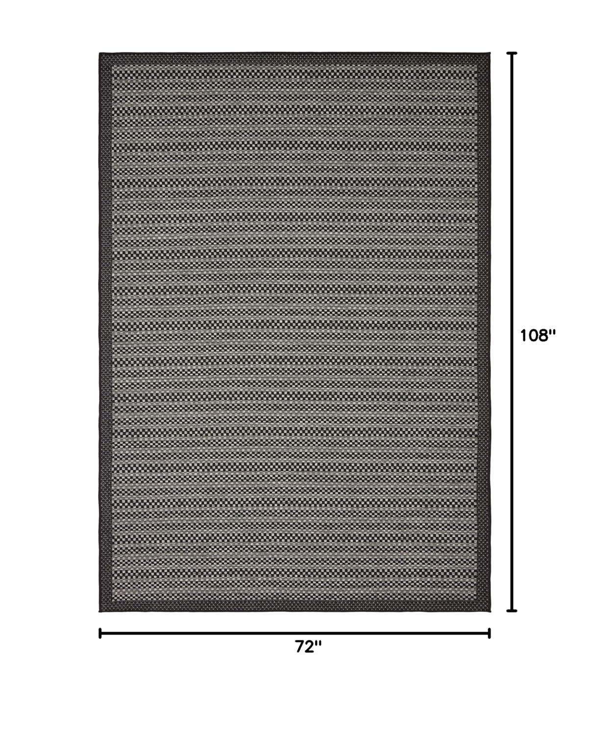 Unique Loom 6' 0 x 9' 0 Gray Outdoor Border Checkered Area Rug