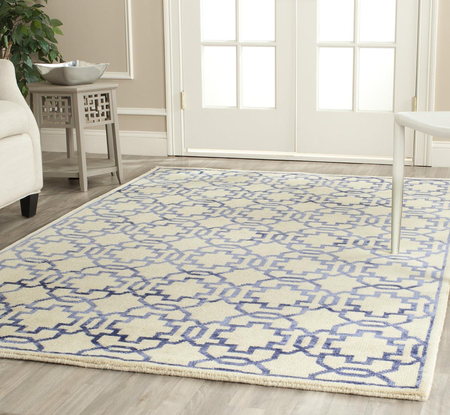 Mosaic Hand Knotted Wool And Viscose Geometric Rug