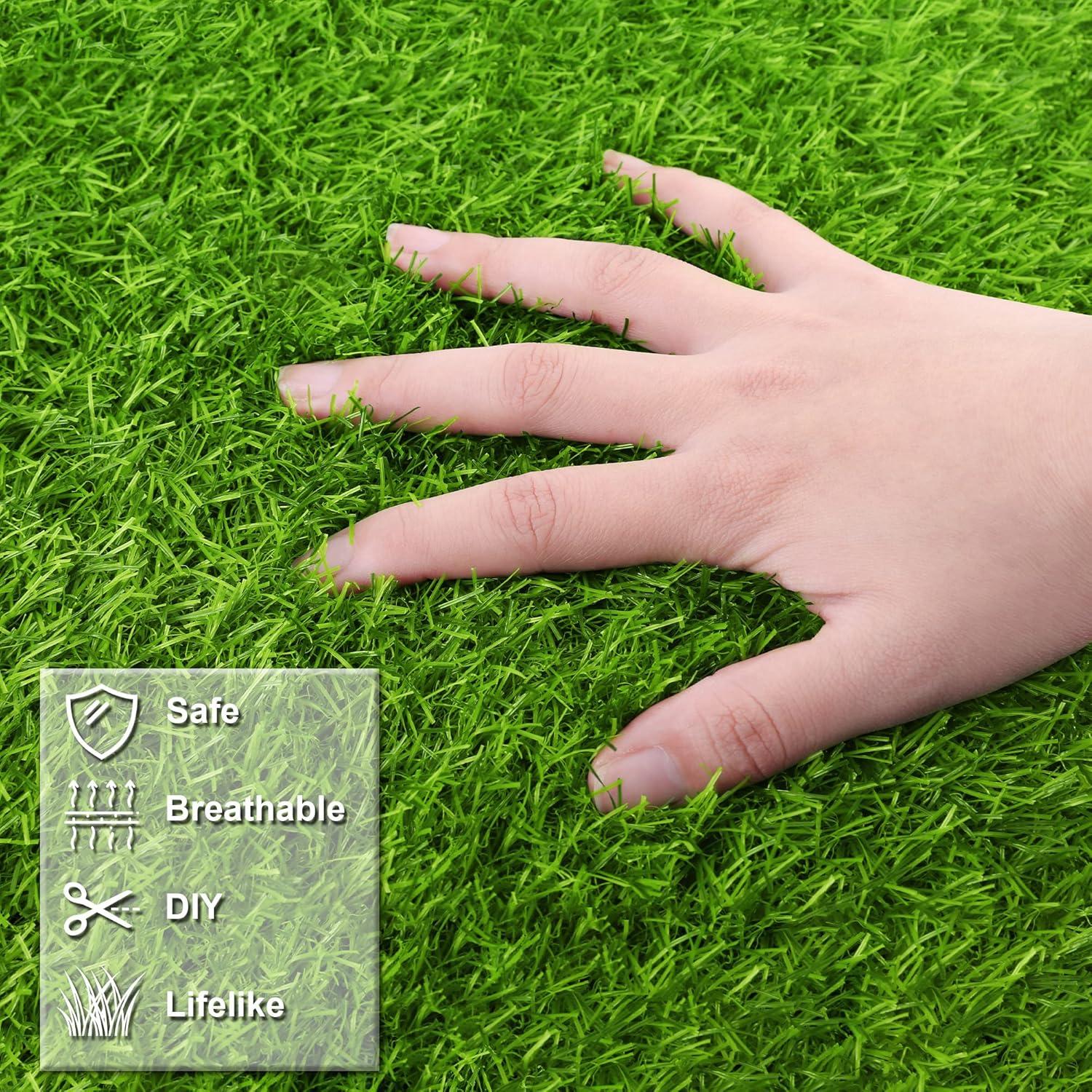 Green 12x12 Inch Artificial Grass Mat Set for Indoor Outdoor Use