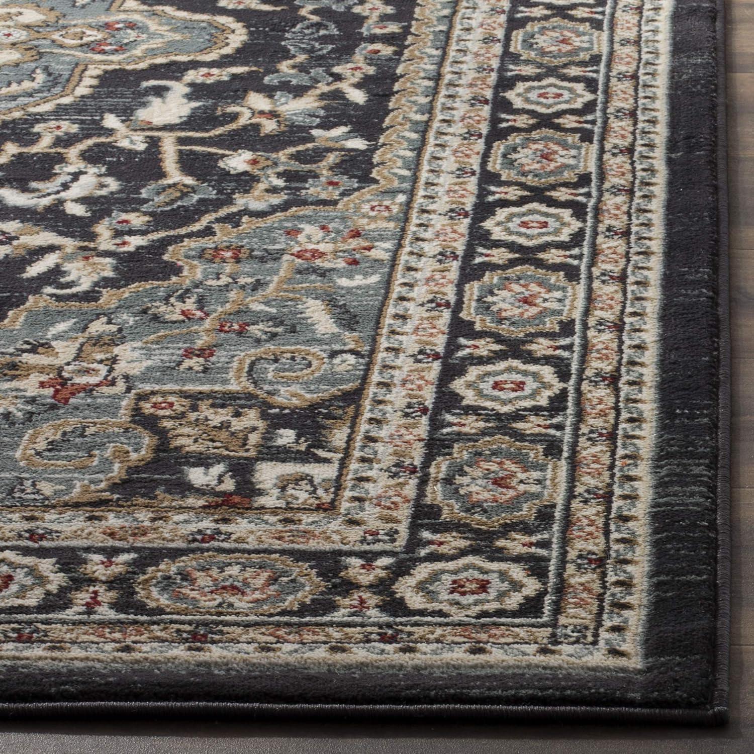 Lyndhurst LNH338 Power Loomed Area Rug - Anthracite/Teal - 4'x6' - Safavieh.