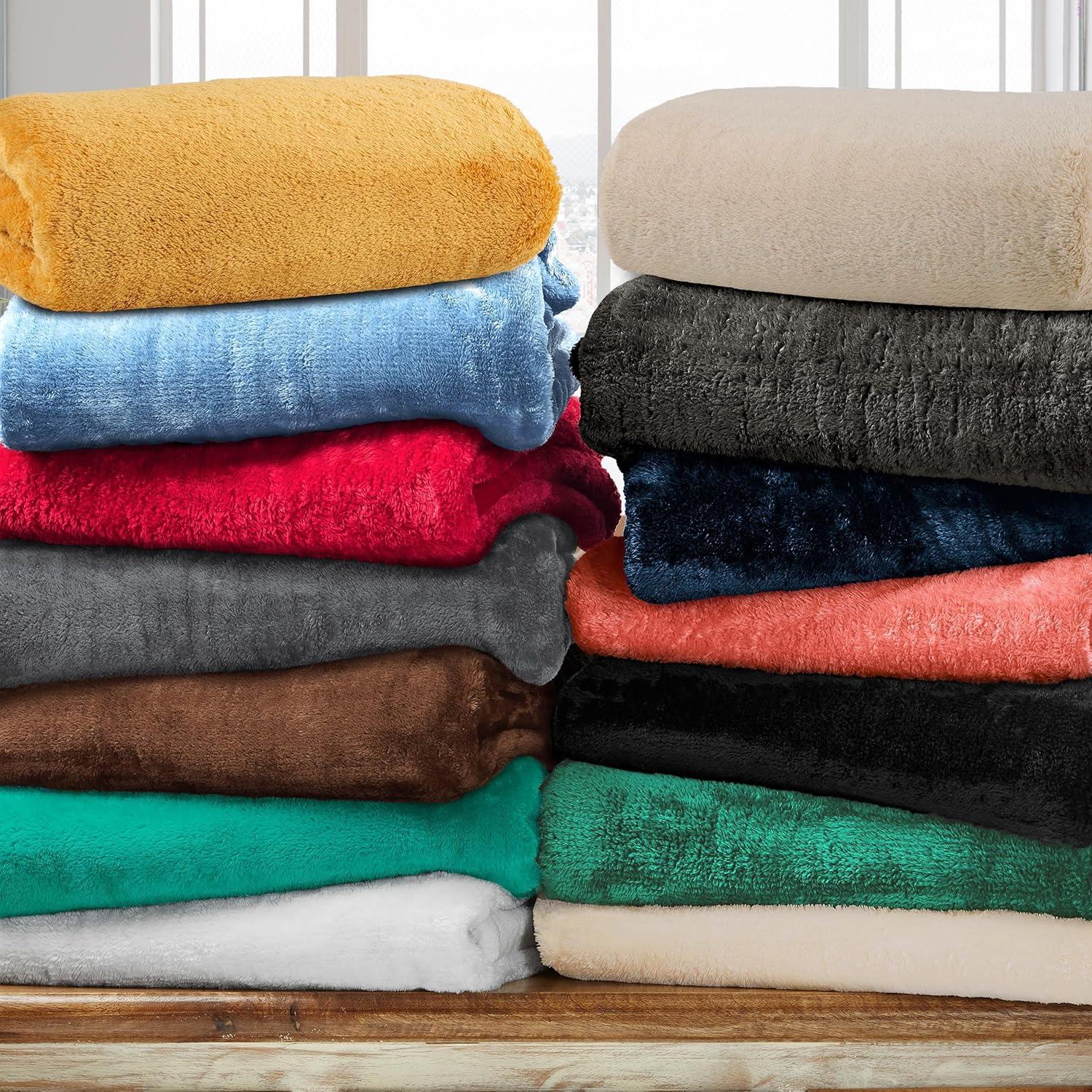 Superior Superior Solid Polyester Reversible All-Season Fleece Throws Blanket