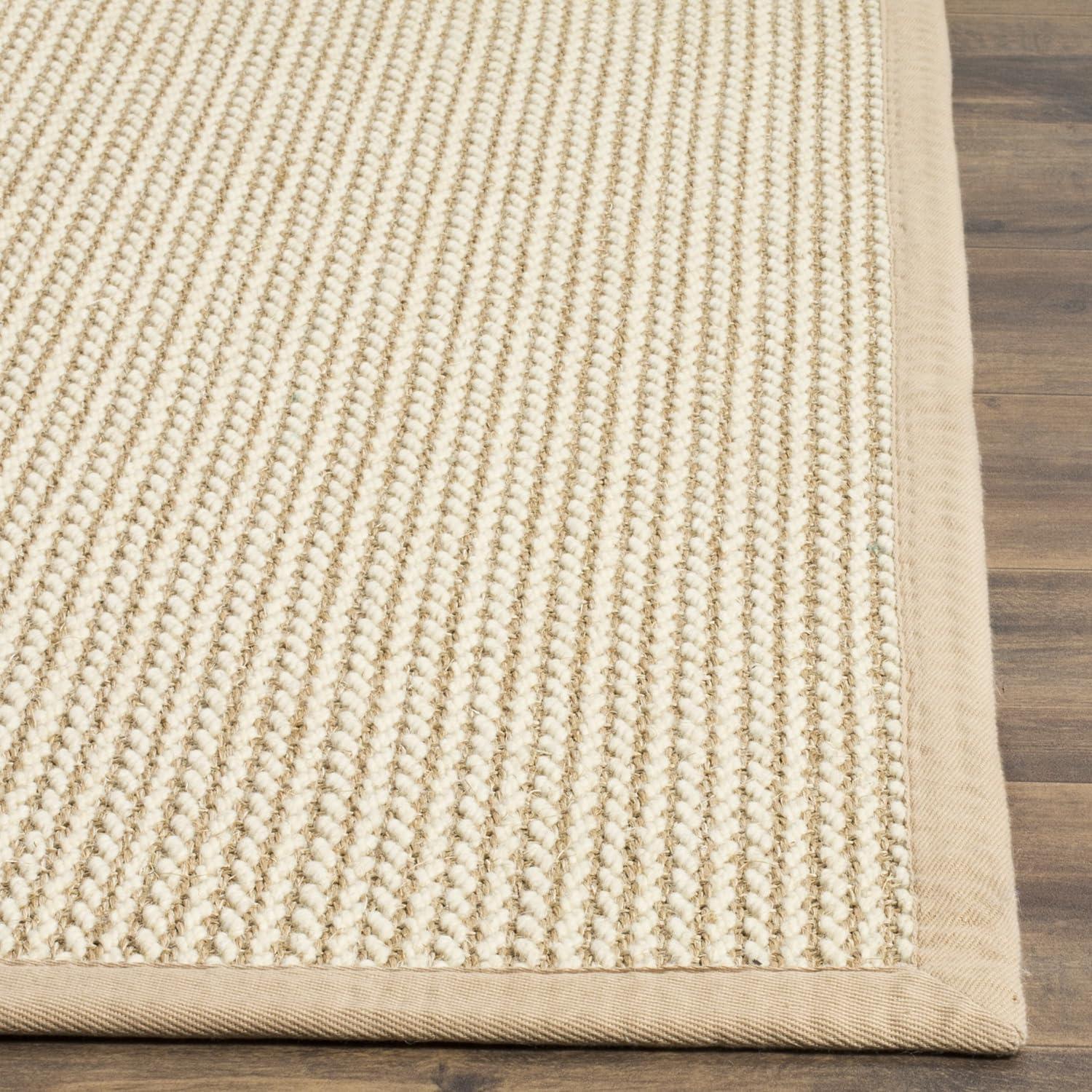 Hand-Knotted Beige Wool Rectangular 6' x 9' Area Rug