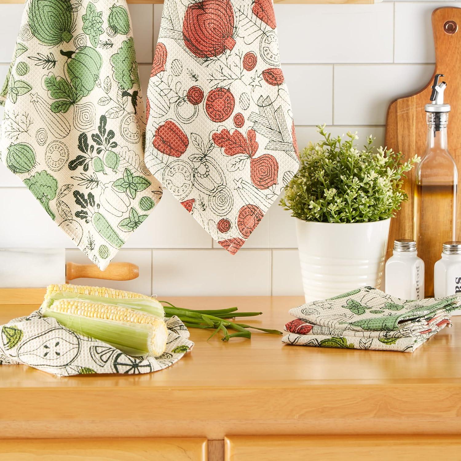 Fresh Produce Print Dishtowel & Dishcloth, Set of 6