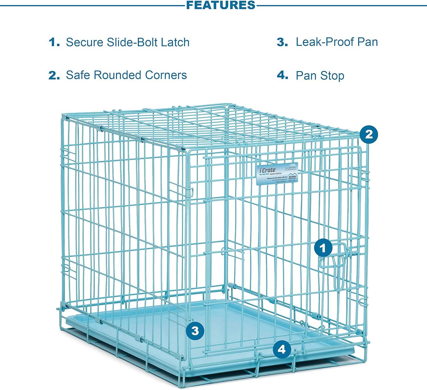 Midwest Homes For Pets MidWest Homes for Pets Folding Metal Dog Crate with Divider Panel & Leak Proof Tray
