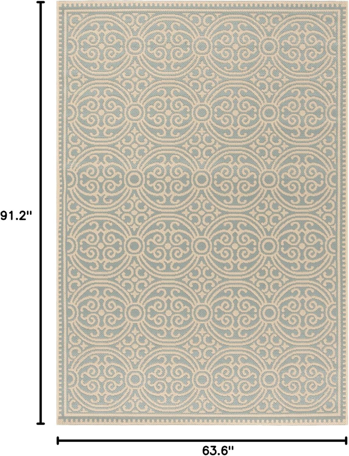 SAFAVIEH Linden Odetta Damask Area Rug, Cream/Aqua, 5'1" x 7'6"