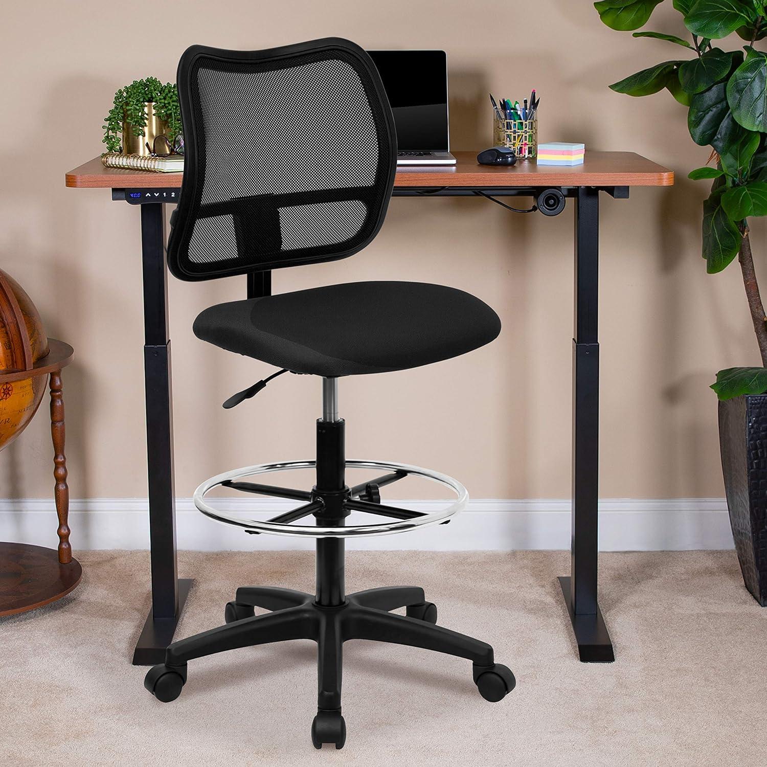 Flash Furniture Elaine Mid-Back Black Mesh Drafting Chair