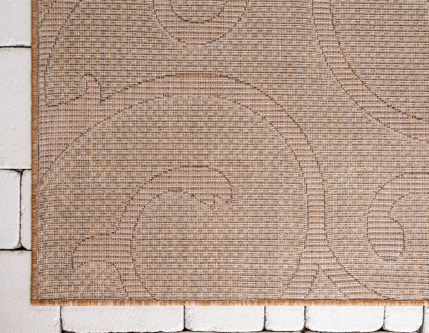 Unique Loom 5' 0 x 8' 0 Light Brown Outdoor Botanical Vine Area Rug