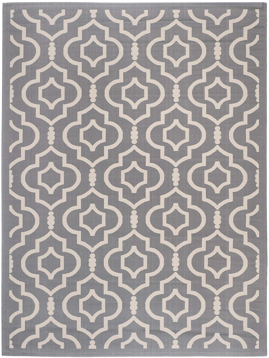 Safavieh Courtyard Alexa Geometric Indoor/Outdoor Area Rug, 9' x 12', Anthracite/Beige