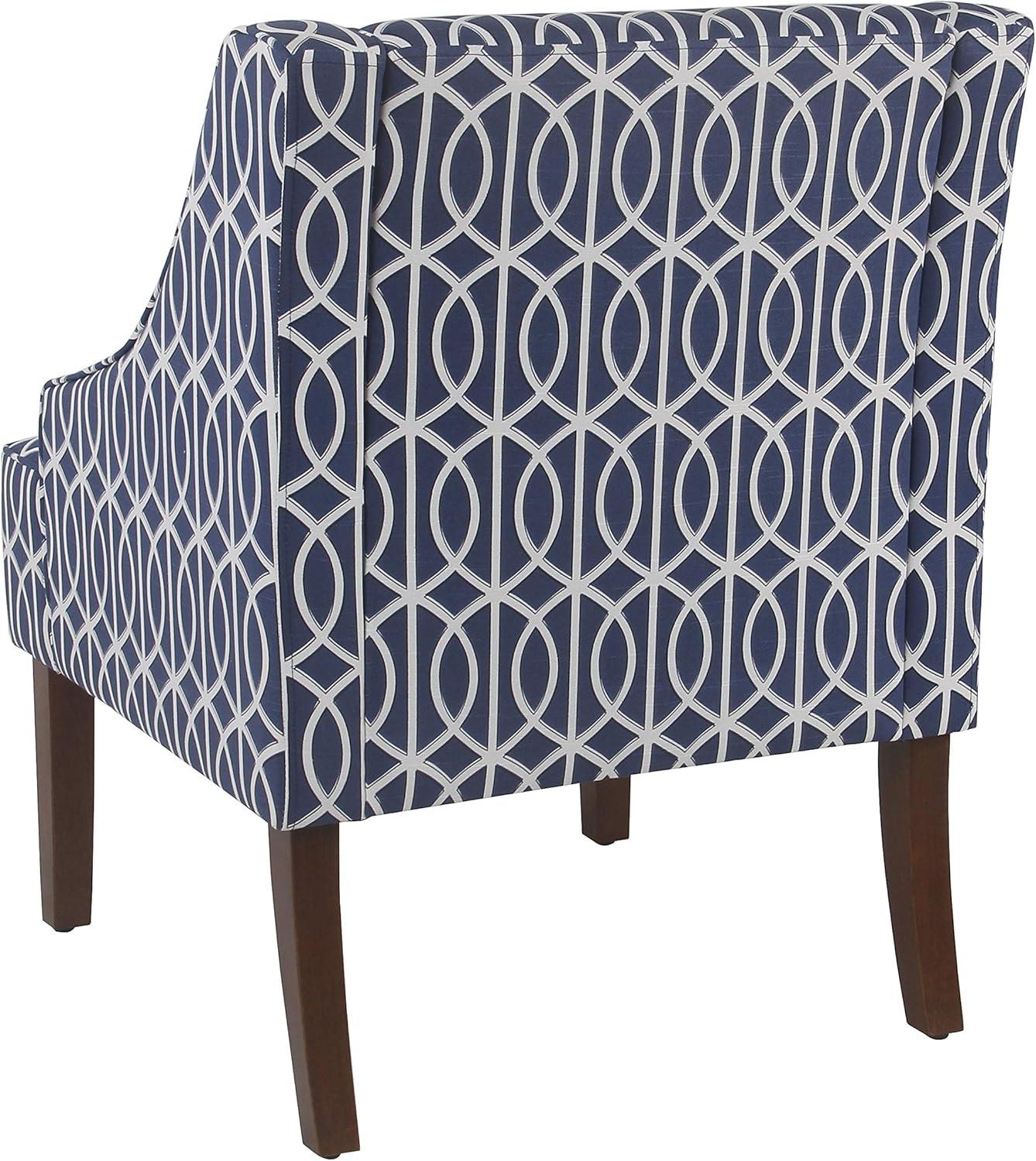 HomePop Classic Swoop Accent ArmChair - Cream and Blue Geometric