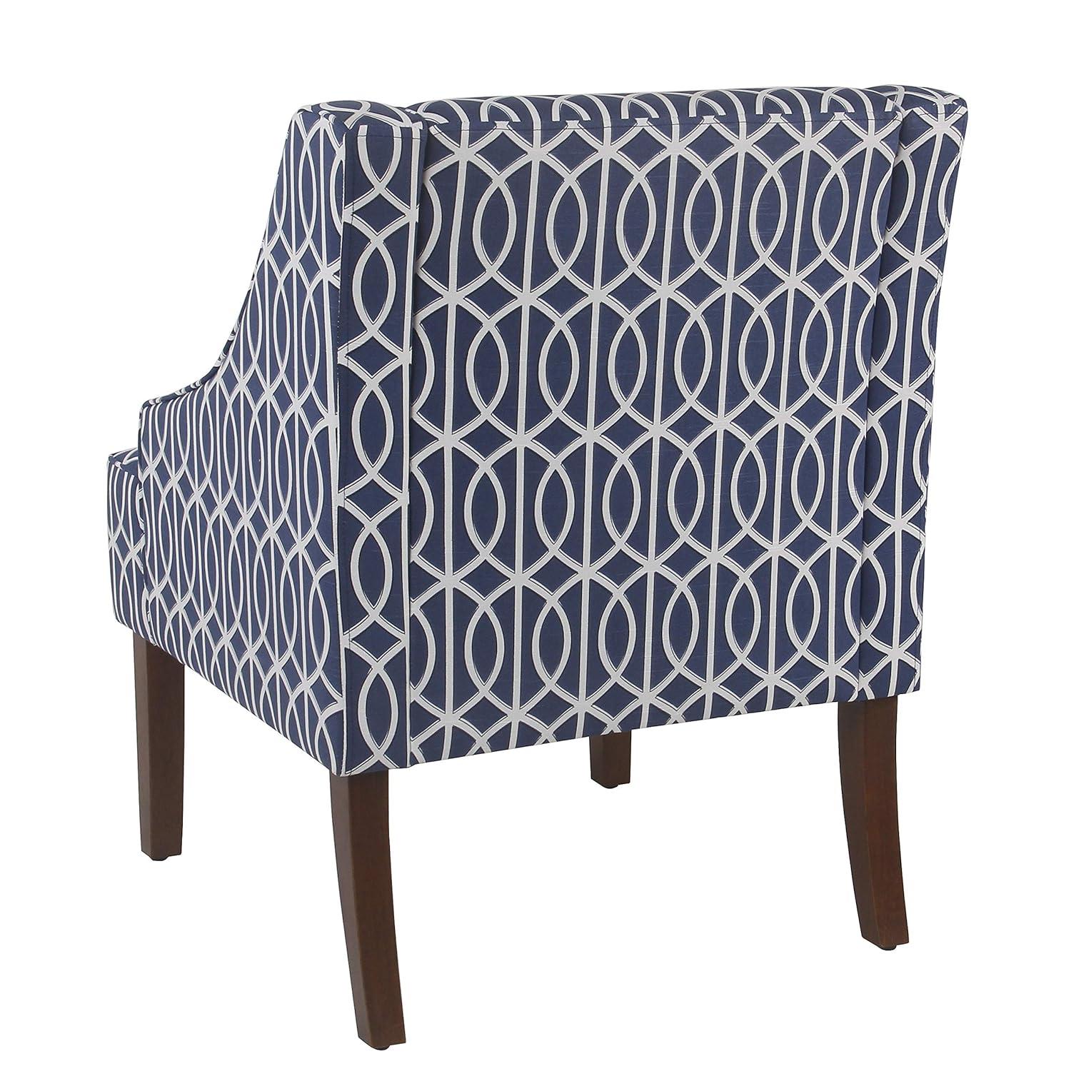 HomePop Classic Swoop Accent ArmChair - Cream and Blue Geometric