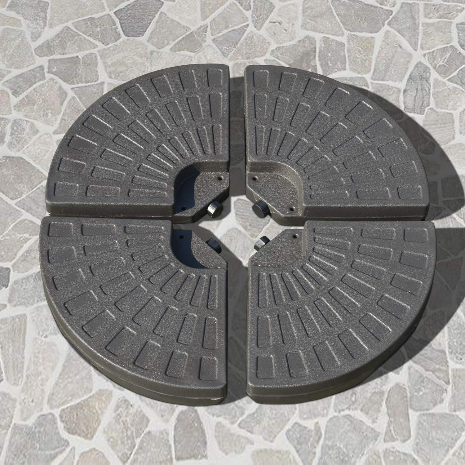 Outsunny 4 Pieces Cantilever Patio Umbrella Base, Fan Shaped Umbrella Weight w/ Built-In Handles & Rugged Material, Coffee