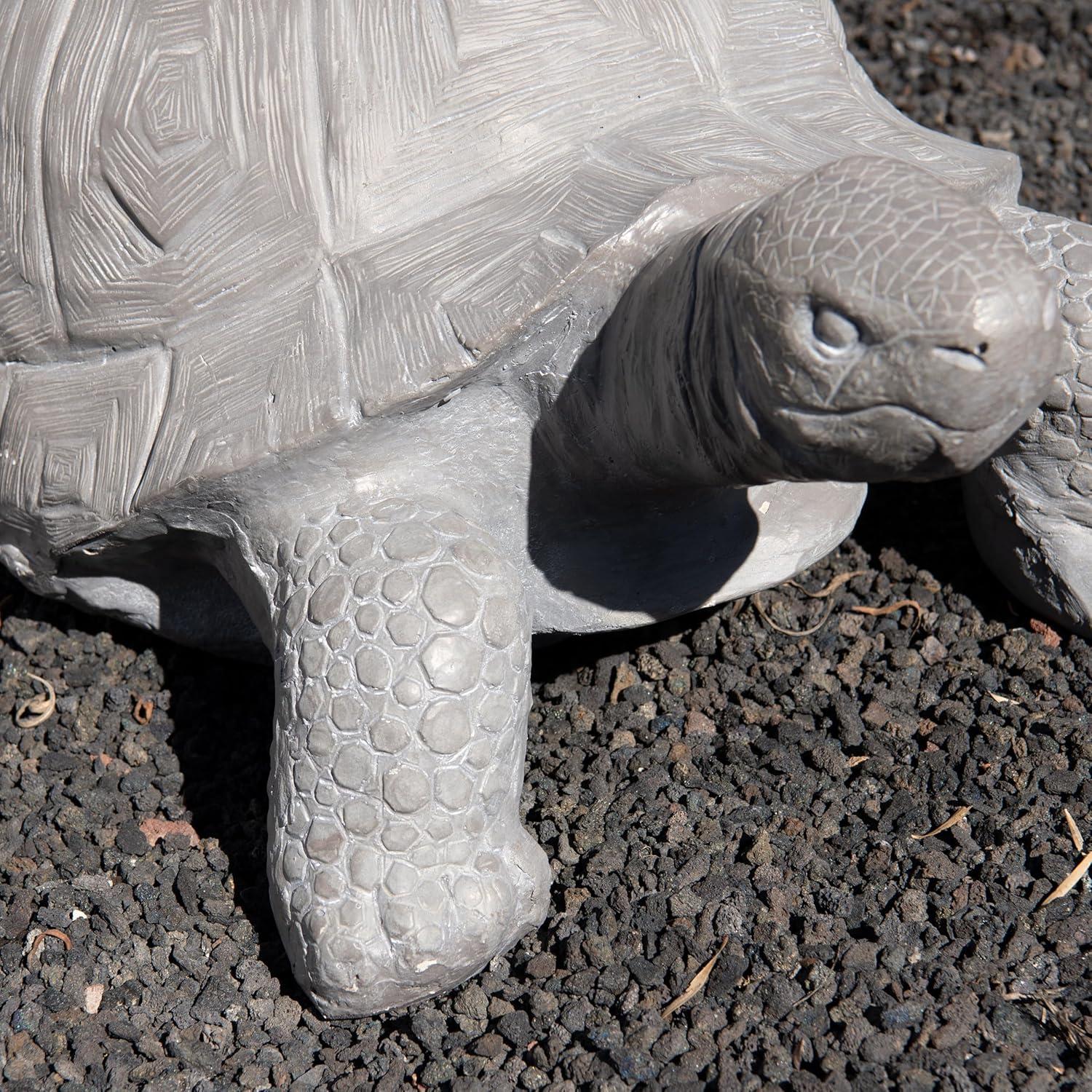 XBrand 30.3"L Light Grey Polystone Turtle Statue, Indoor or Outdoor Décor, Garden Décor, Turtle Garden Statue, Turtle Statuary