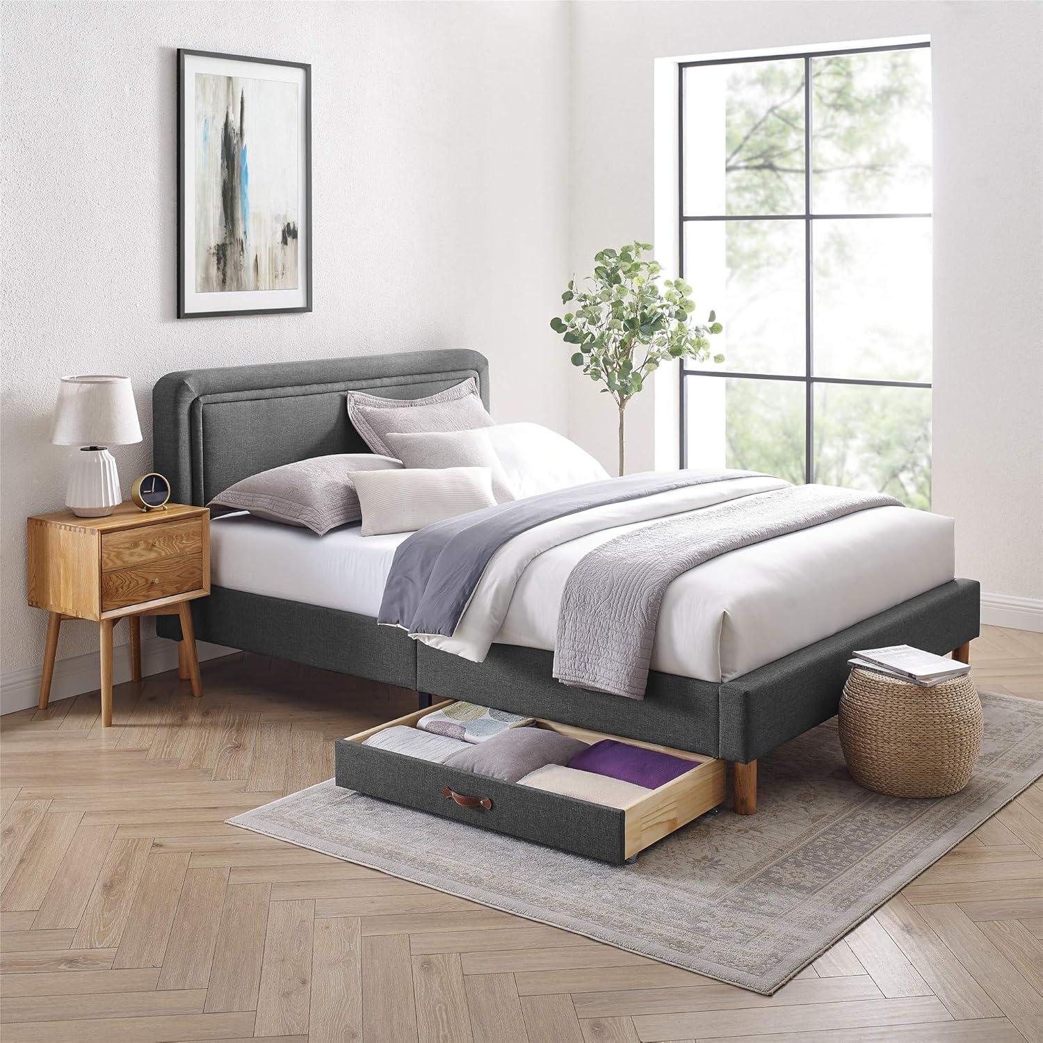 MUSEHOMEINC Upholstered Underbed Storage Trundle Organizer, Full/Twin