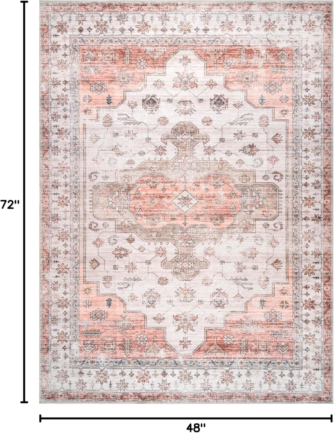 Nuloom Banks Vintage Pet Friendly Machine Washable Area Rug, 4' x 6', Beige