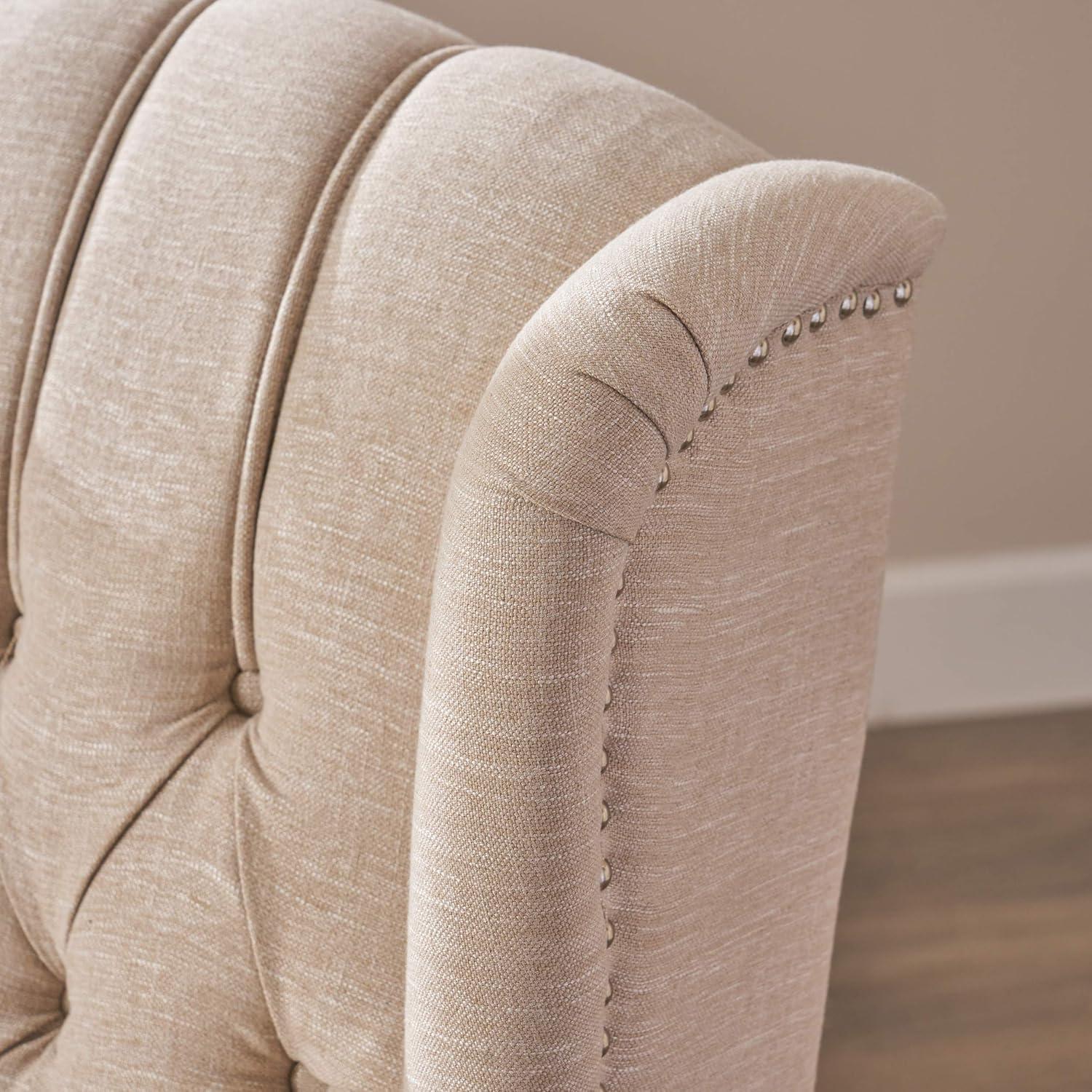 Elizabeth Light Beige Tufted Fabric Recliner Chair