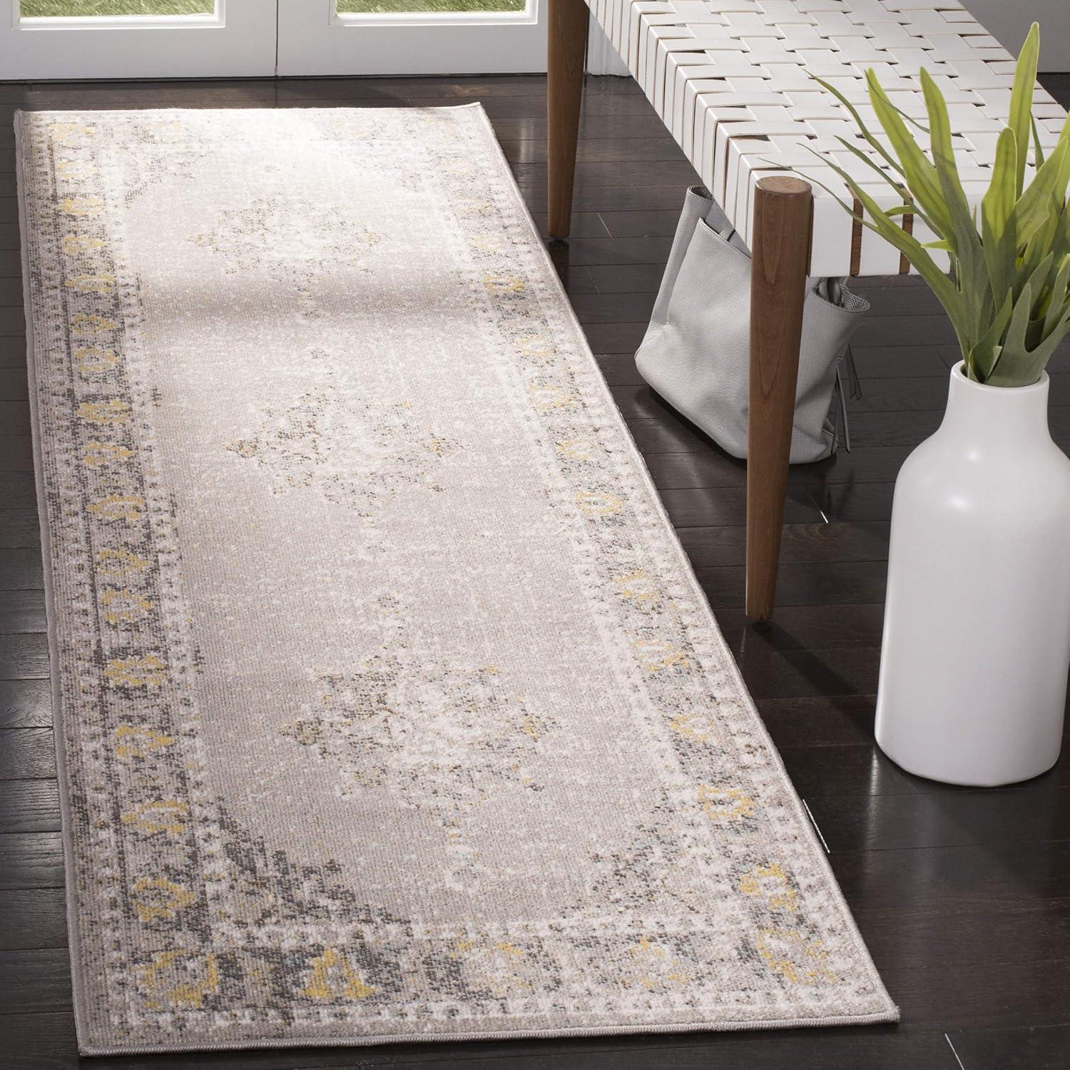 Montage MTG308 Power Loomed Indoor/Outdoor Runner Rug - Grey/Gold - 2'3"x8' - Safavieh