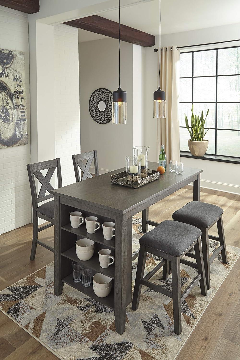 Signature Design By Ashley Caitbrook Rustic 24.63" Counter Height Upholstered Barstool, Set Of 2, Gray