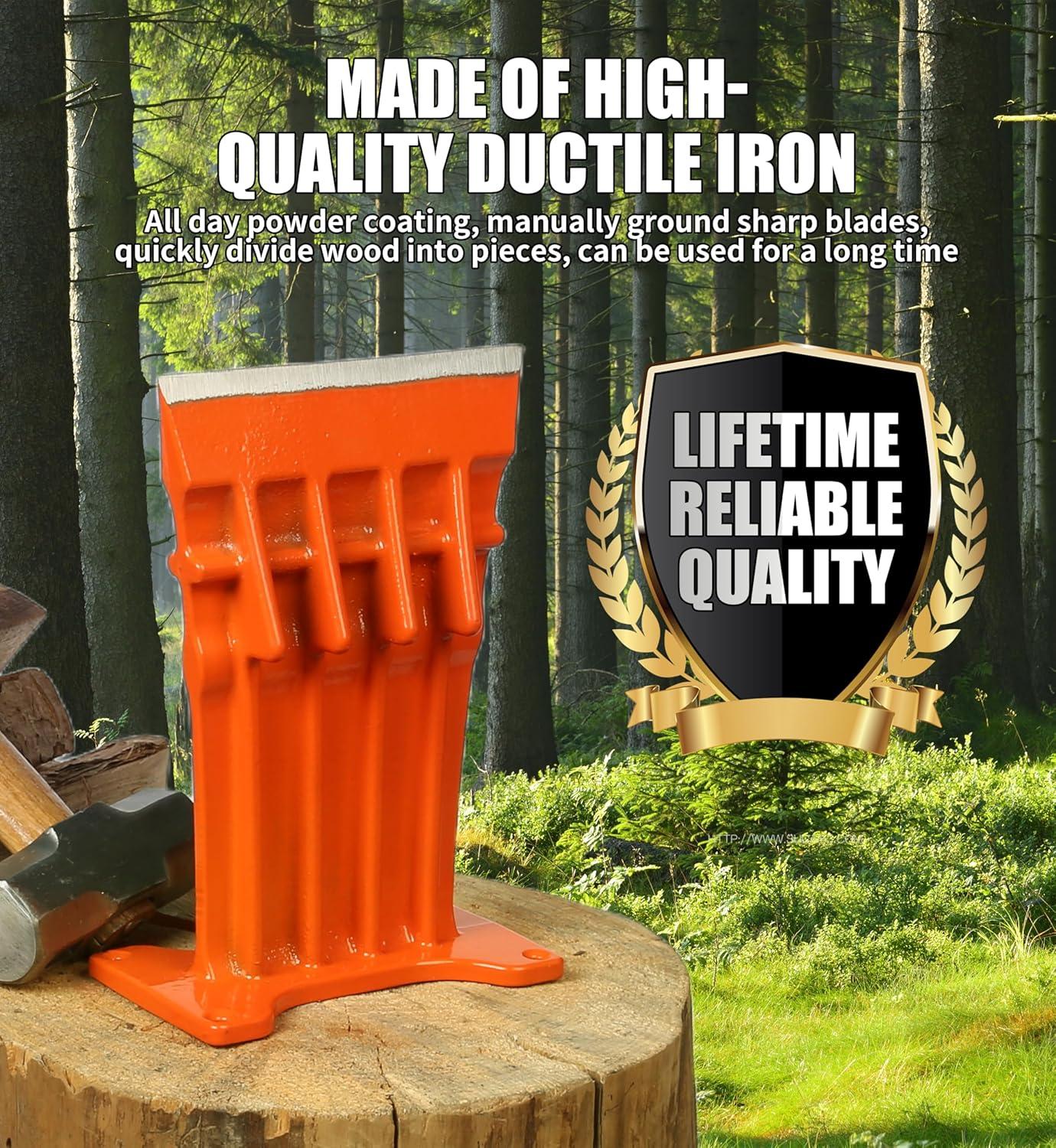 Firewood Kindling Log Wood Splitter – No Axe!Wedge Point Splits Firewood