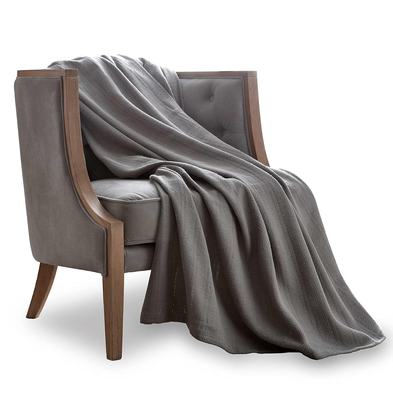 Vellux Vellux 100% Cotton Blanket - Soft, Breathable, Cozy & Lightweight Thermal Blanket  All-Season Blanket Perfect for Layering Bed, Couch & Sofa - Hotel Quality