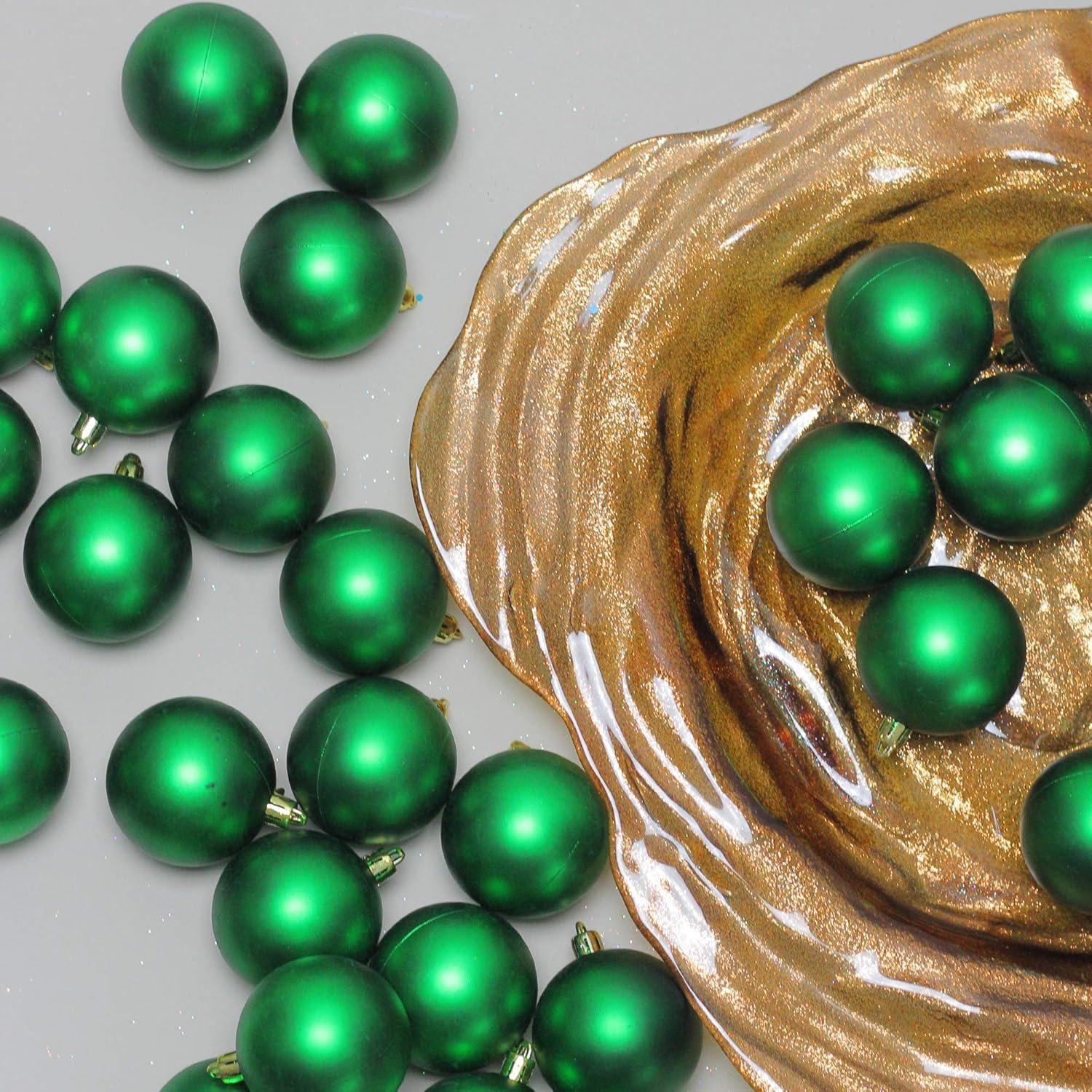 60ct Xmas Green Shatterproof Matte Christmas Ball Ornaments 2.5" (60mm)