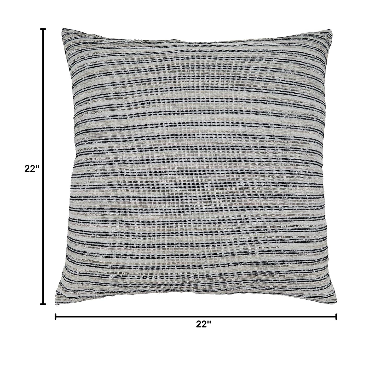 Saro Ginevra Collection Striped Cotton Blend Throw Pillow