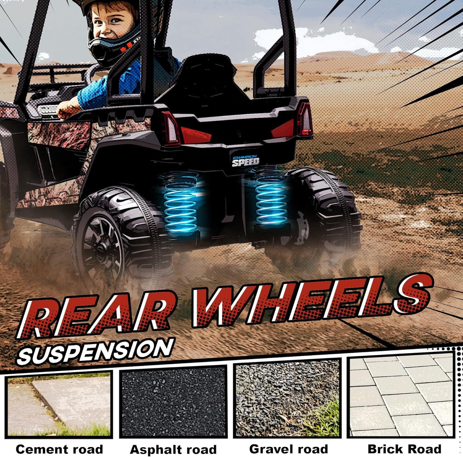 Aosom 12V Kids UTV, Battery Powered Electric Ride on Car with Music, Lights, MP3/USB, Suspension System & Remote Control, Camo